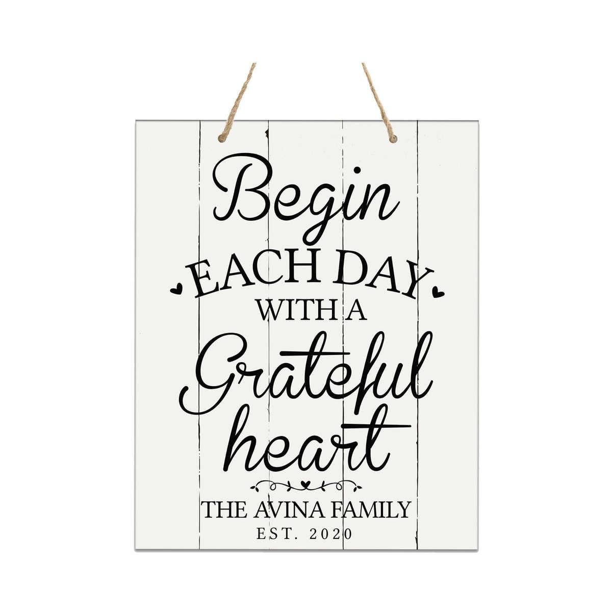 Personalized Modern Wooden Horizontal Wall Hanging Rope Sign 12x15 - Family - LifeSong Milestones