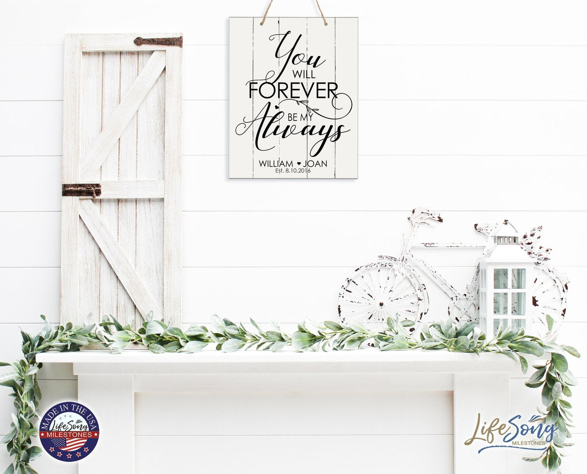 Personalized Modern Wooden Horizontal Wall Hanging Rope Sign 12x15 - Family - LifeSong Milestones
