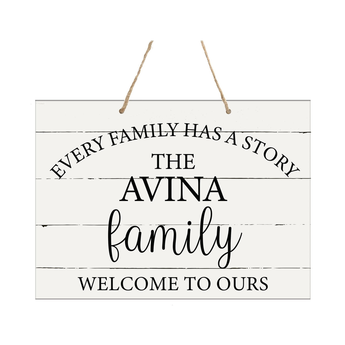 Personalized Modern Wooden Vertical Wall Hanging Rope Sign 12x15 - Family - LifeSong Milestones