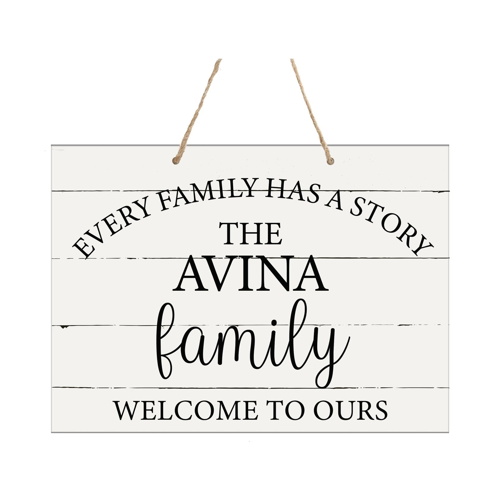 Personalized Modern Wooden Vertical Wall Hanging Rope Sign 12x15 - Family - LifeSong Milestones