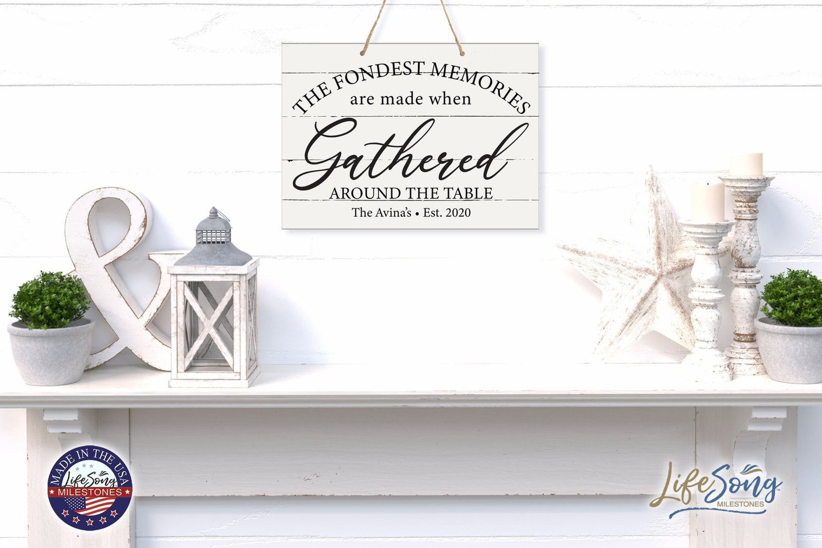 Personalized Modern Wooden Vertical Wall Hanging Rope Sign 12x15 - Family - LifeSong Milestones