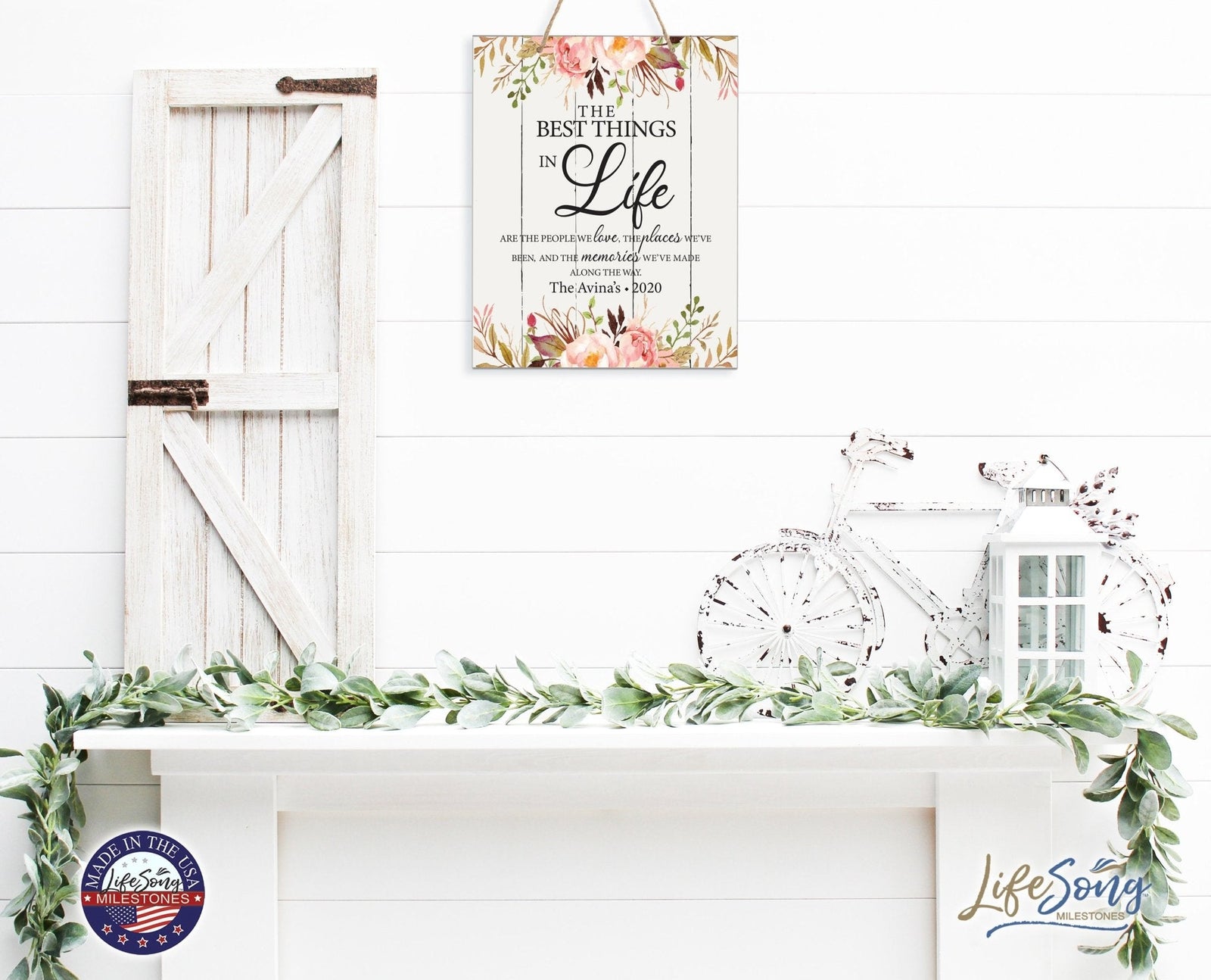 Personalized Modern Wooden Vertical Wall Hanging Rope Sign 12x15 - Home - LifeSong Milestones