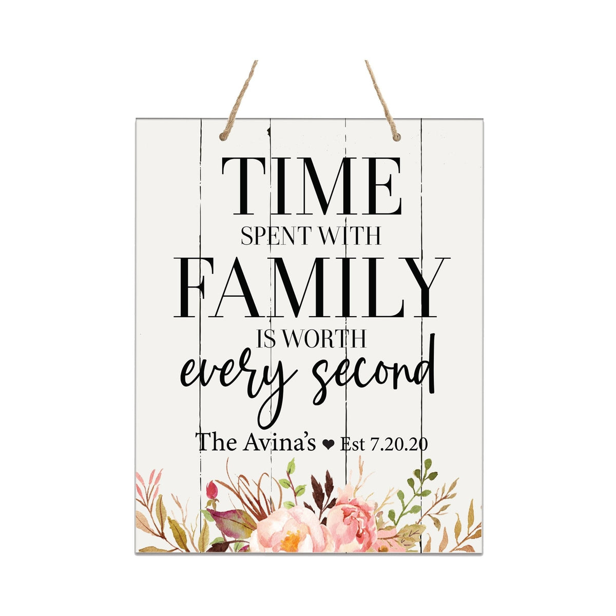 Personalized Modern Wooden Vertical Wall Hanging Rope Sign 12x15 - Home - LifeSong Milestones
