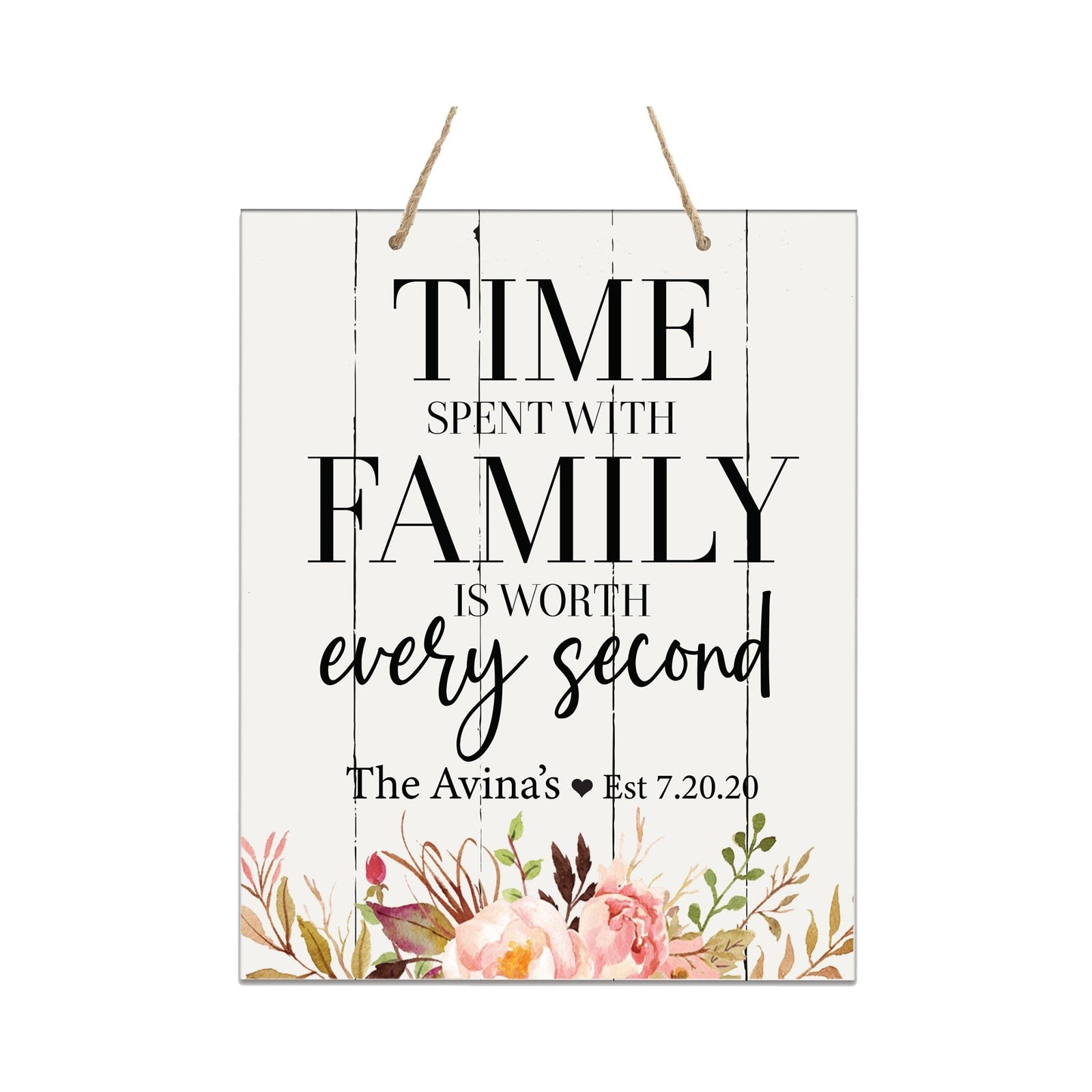 Personalized Modern Wooden Vertical Wall Hanging Rope Sign 12x15 - Home - LifeSong Milestones