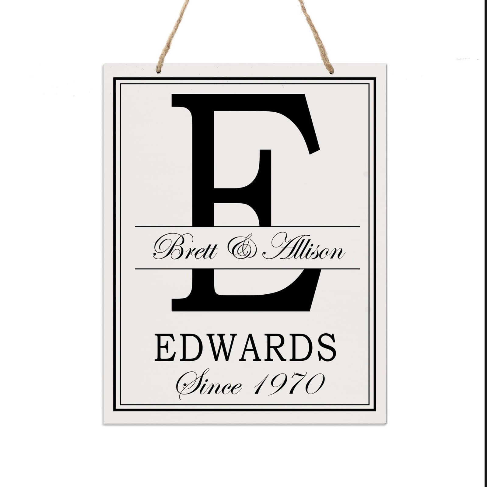 Personalized Monogram Hanging Sign 12x15 - E - LifeSong Milestones