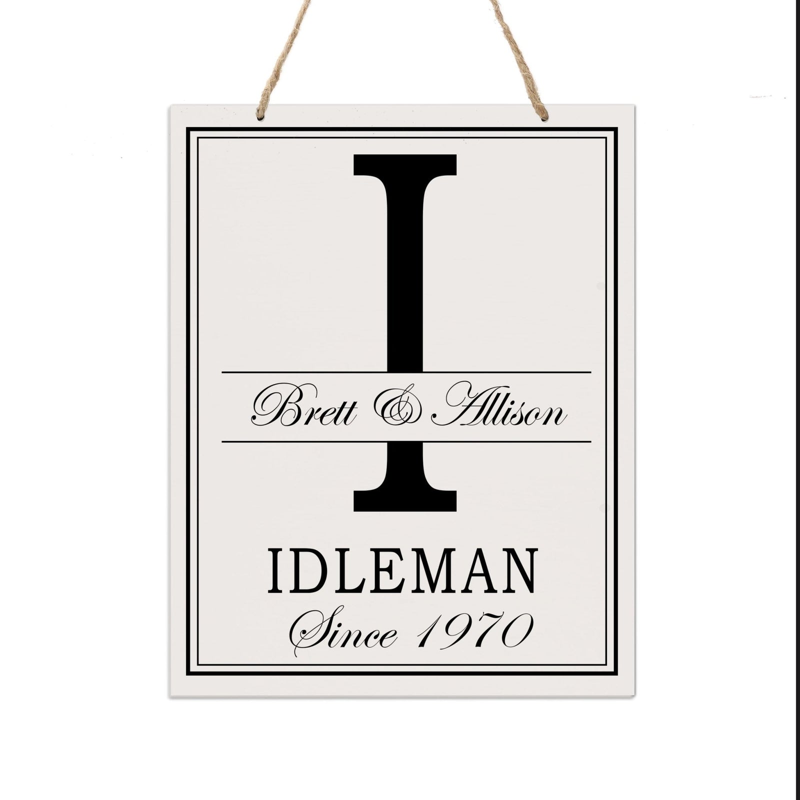 Personalized Monogram Hanging Sign 12x15 - I - LifeSong Milestones