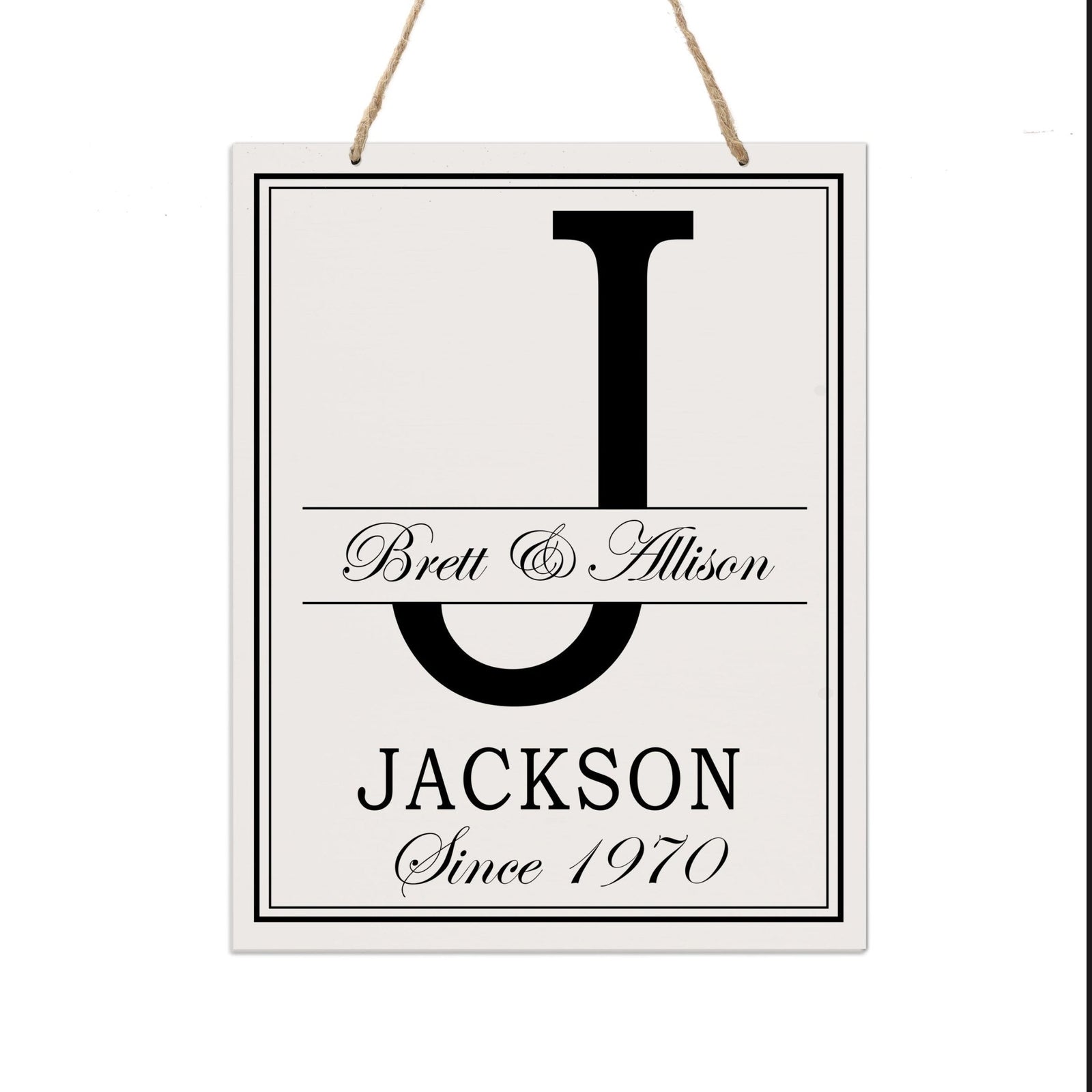 Personalized Monogram Hanging Sign 12x15 - J - LifeSong Milestones