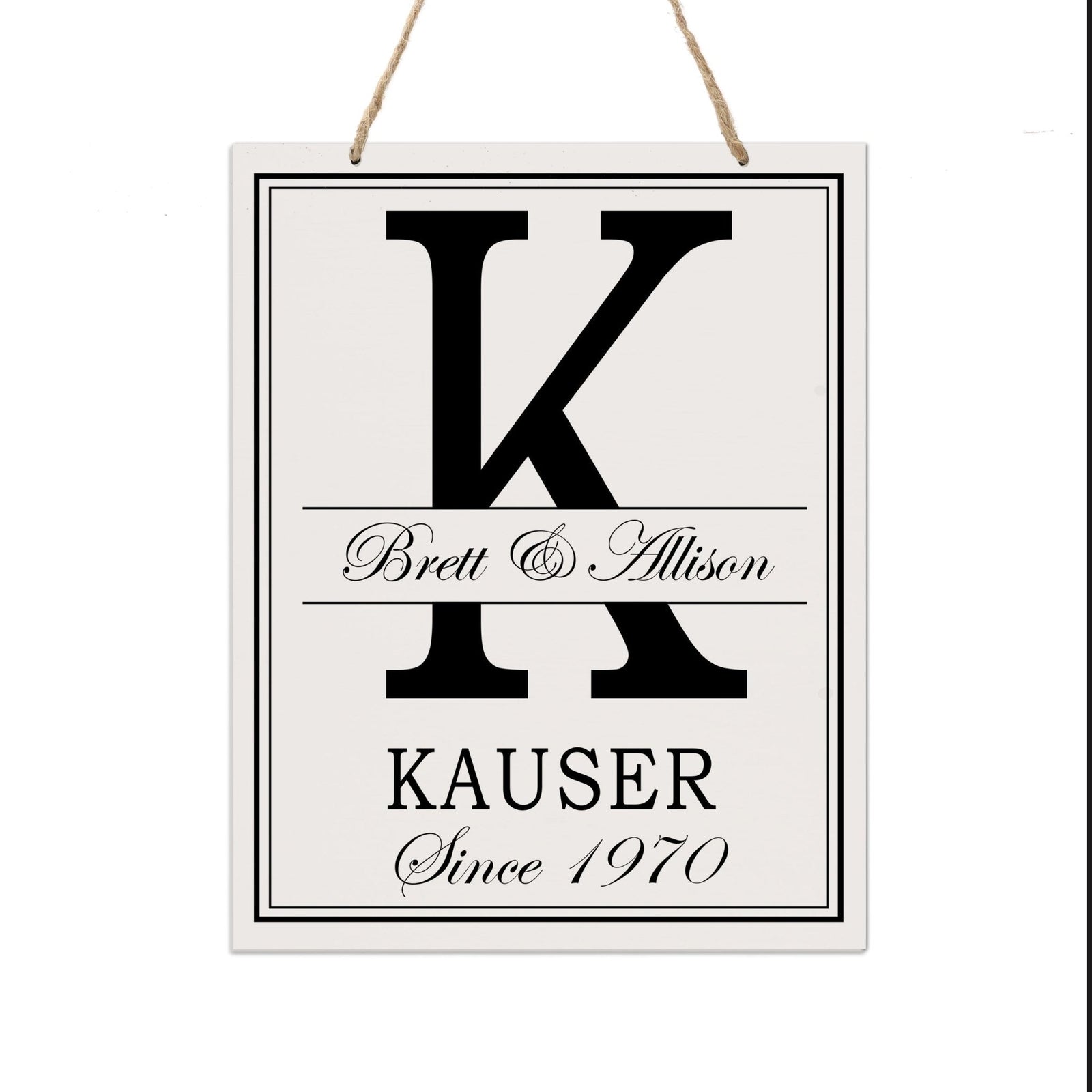 Personalized Monogram Hanging Sign 12x15 - K - LifeSong Milestones