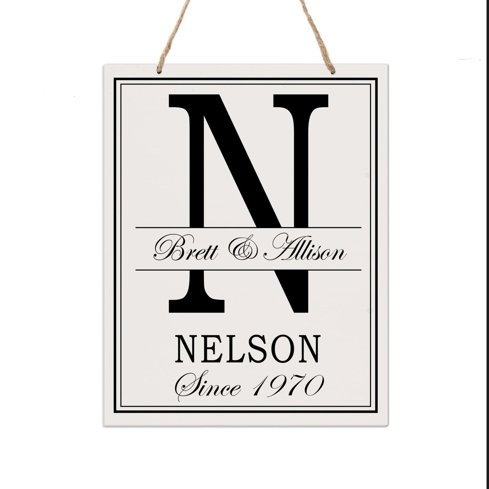 Personalized Monogram Hanging Sign 12x15 - N - LifeSong Milestones