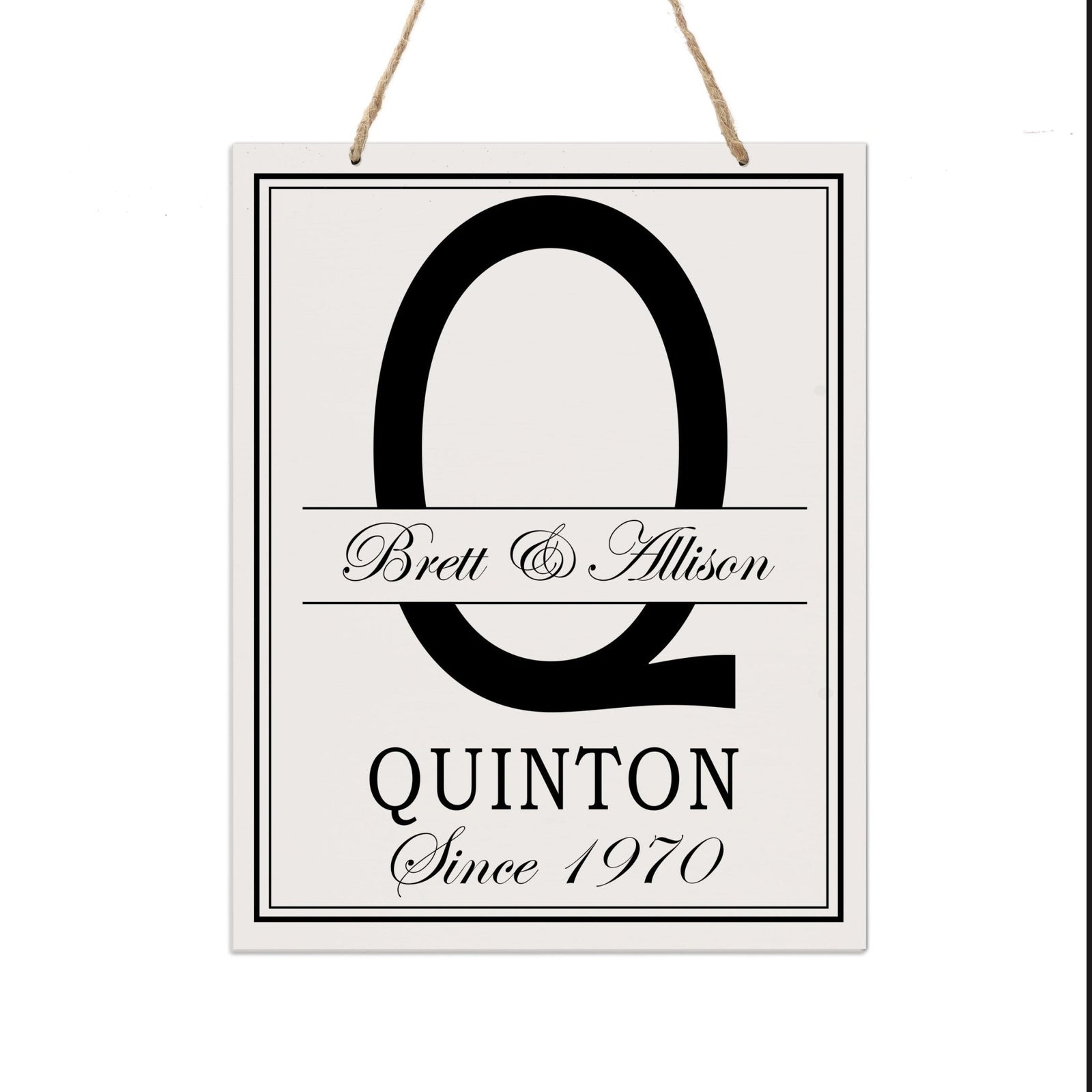 Personalized Monogram Hanging Sign 12x15 - Q - LifeSong Milestones