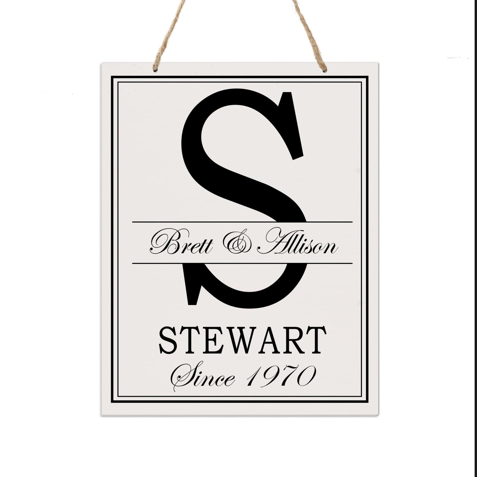 Personalized Monogram Hanging Sign 12x15 - S - LifeSong Milestones