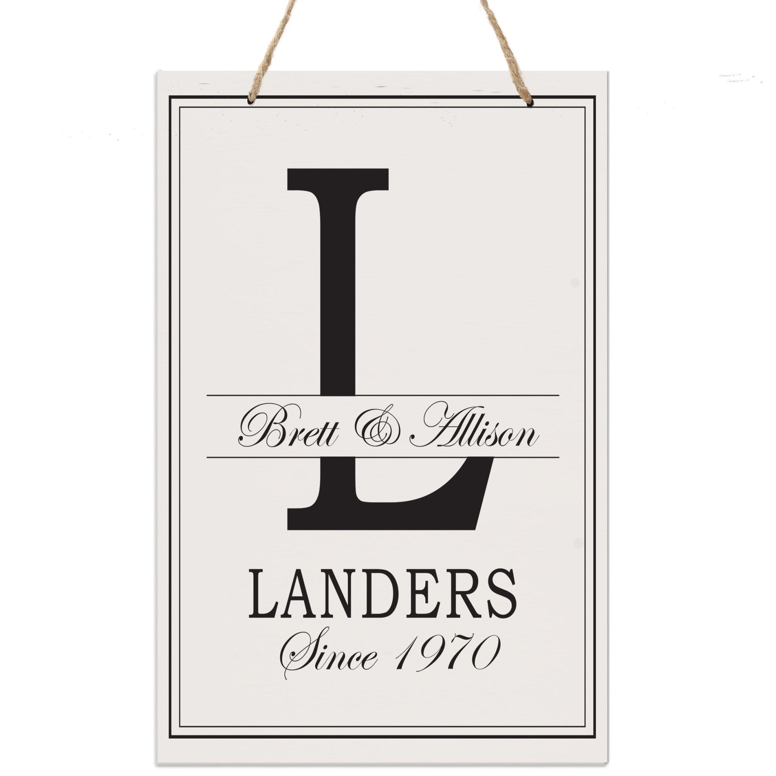 Personalized Monogram Hanging Sign 8x12 - L - LifeSong Milestones