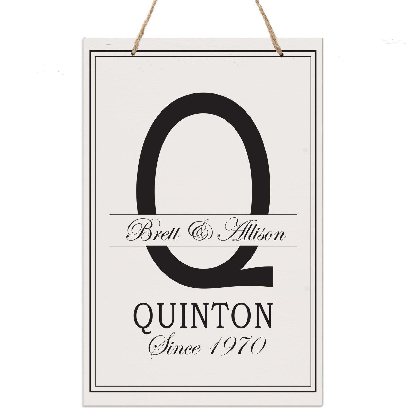 Personalized Monogram Hanging Sign 8x12 - Q - LifeSong Milestones