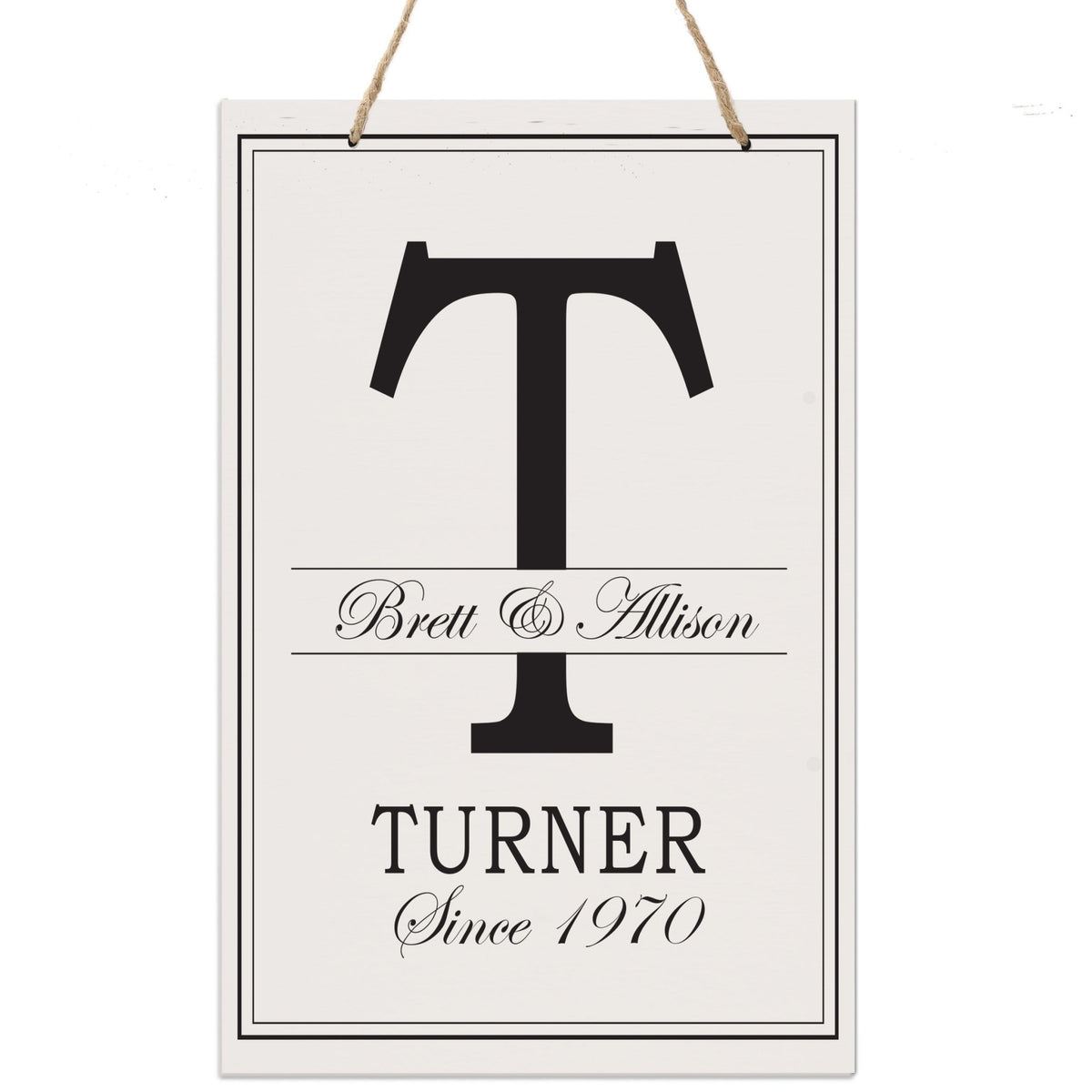 Personalized Monogram Hanging Sign 8x12 - T - LifeSong Milestones