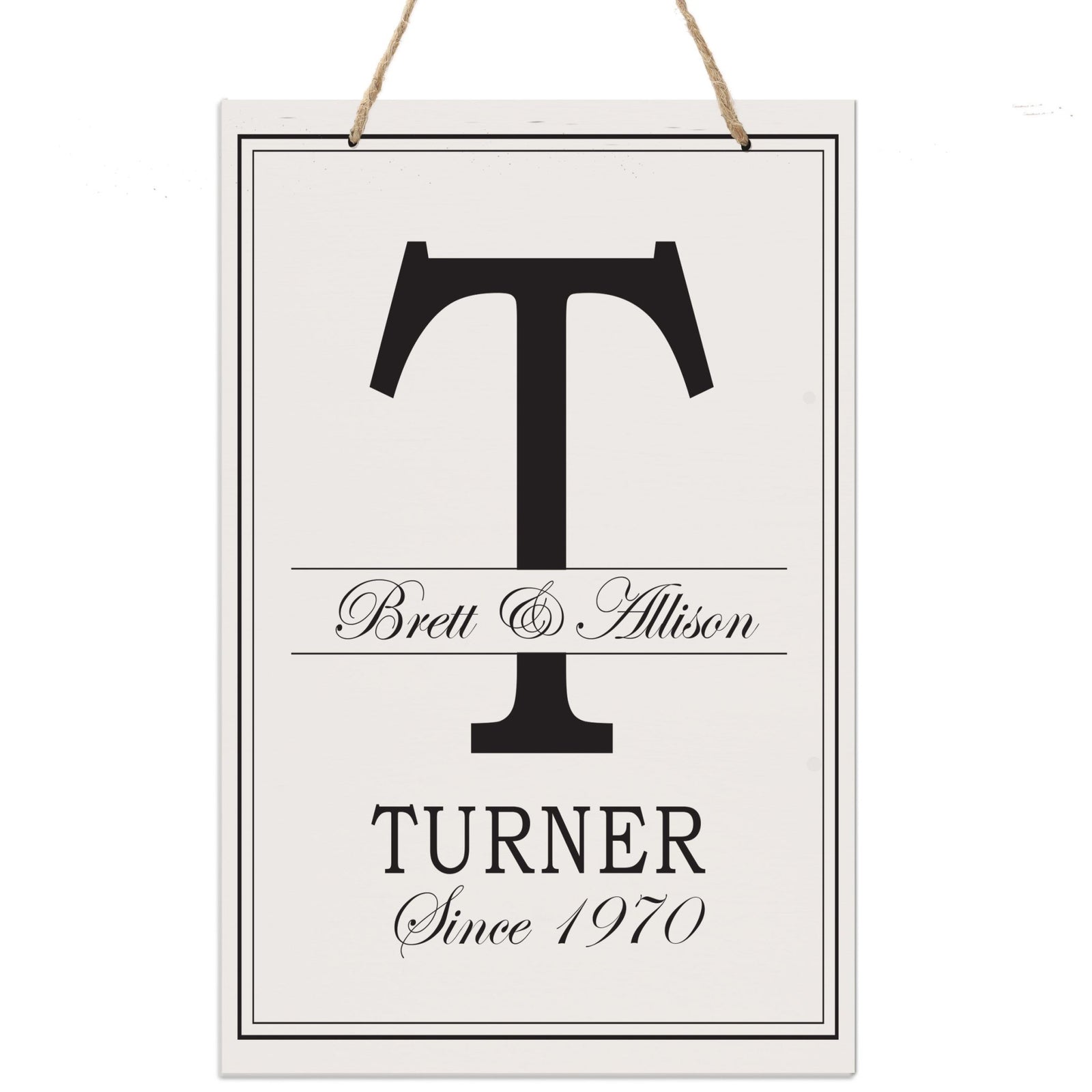 Personalized Monogram Hanging Sign 8x12 - T - LifeSong Milestones