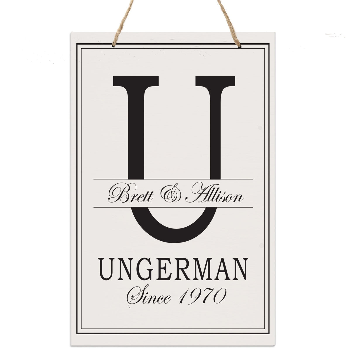 Personalized Monogram Hanging Sign 8x12 - U - LifeSong Milestones