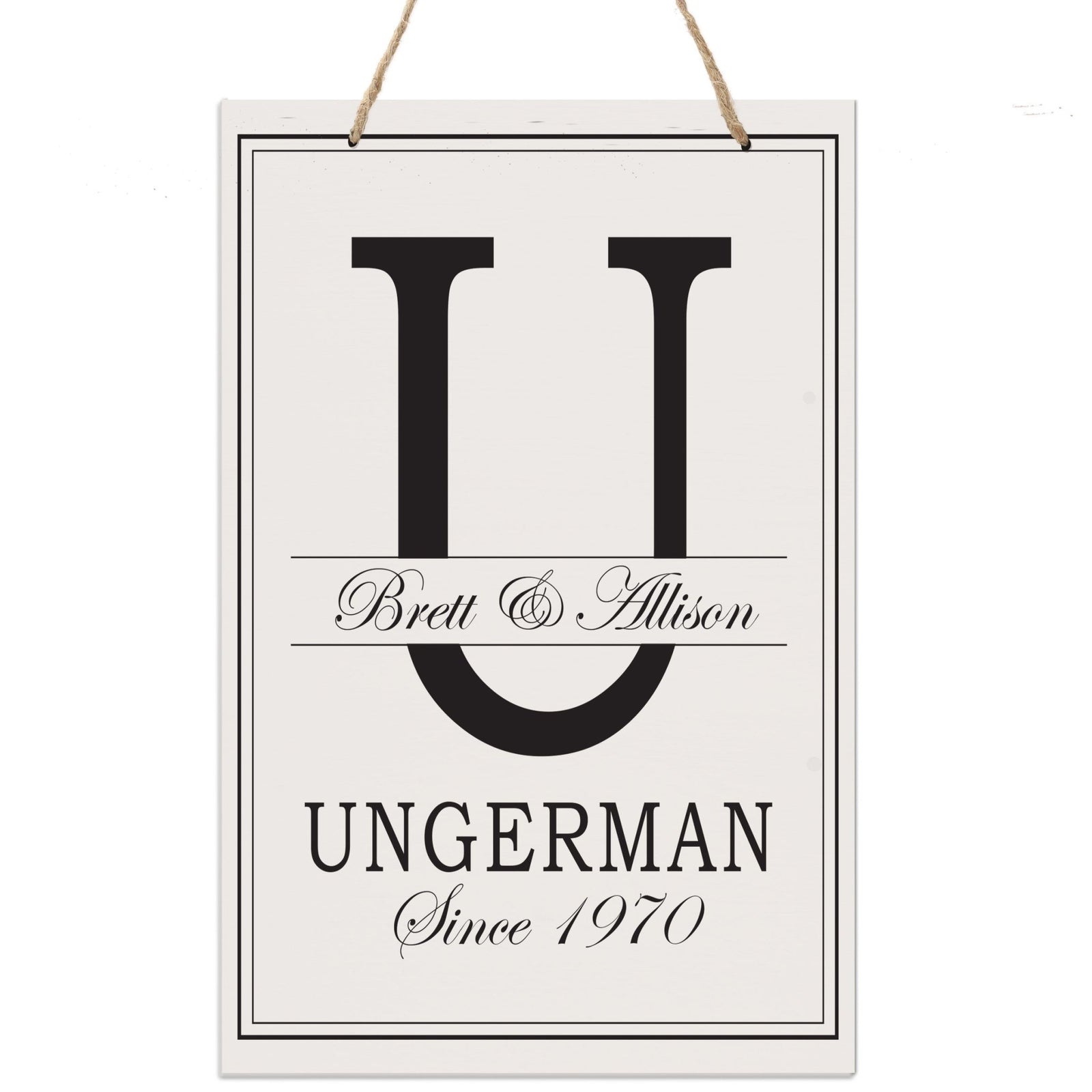Personalized Monogram Hanging Sign 8x12 - U - LifeSong Milestones
