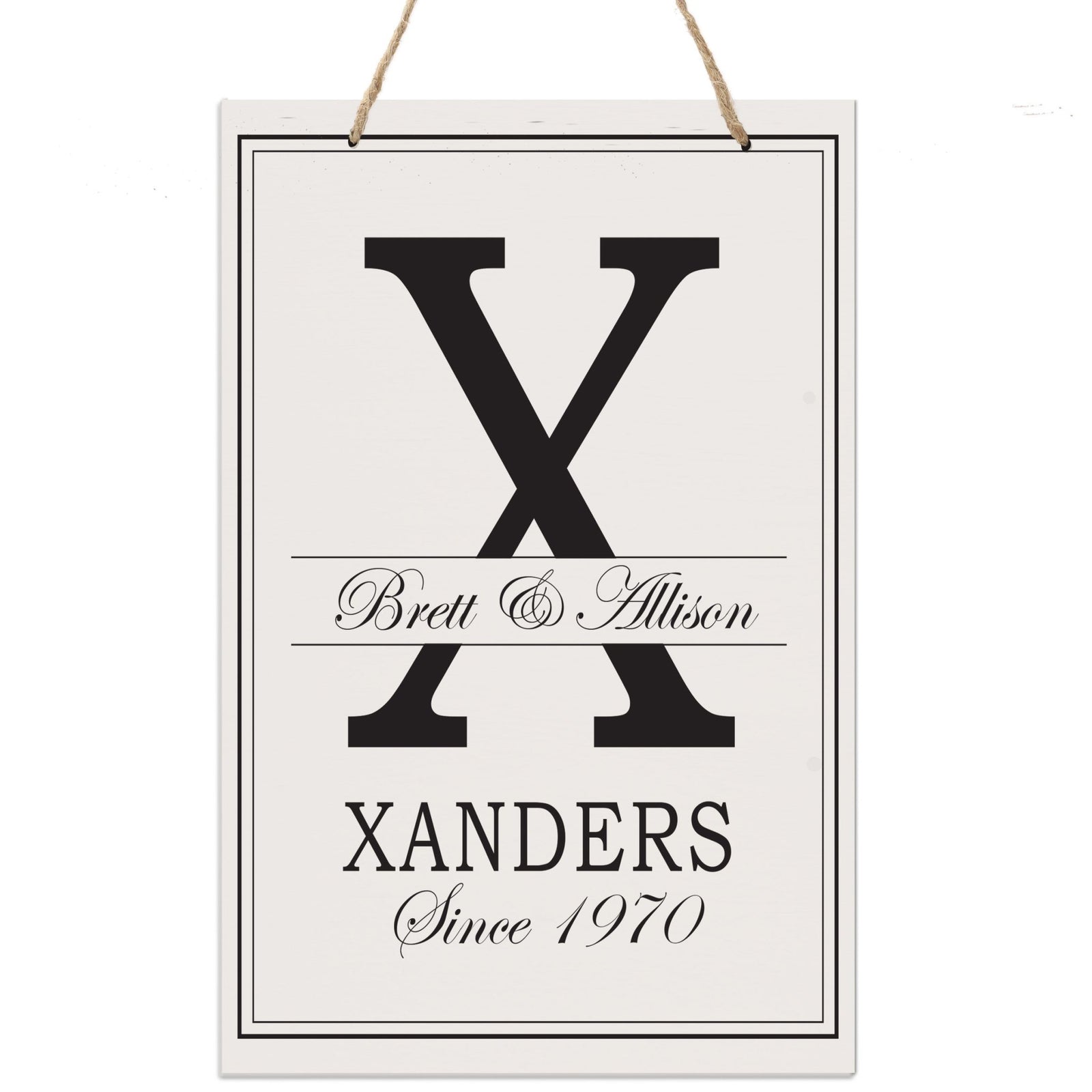 Personalized Monogram Hanging Sign 8x12 - X - LifeSong Milestones