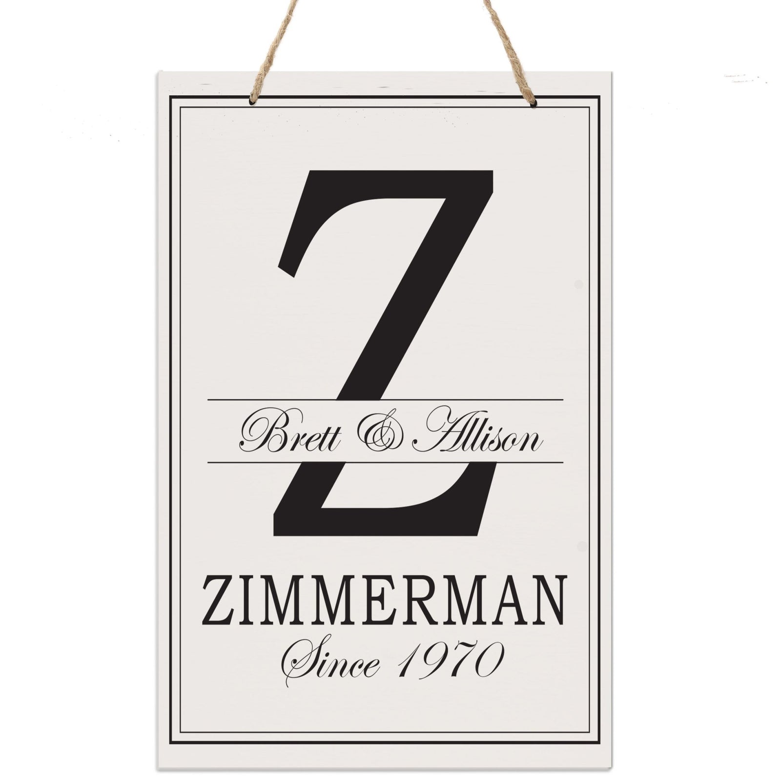 Personalized Monogram Hanging Sign 8x12 - Z - LifeSong Milestones