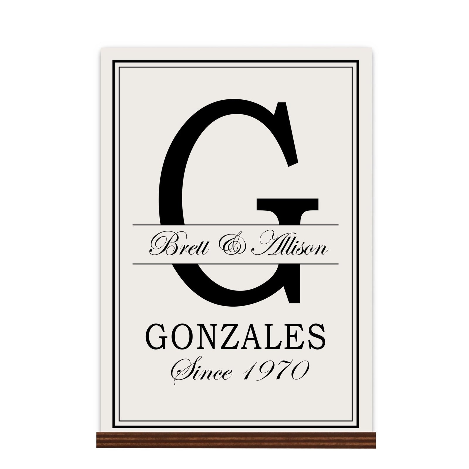 Personalized Monogram Sign with Stand 8x12 - G - LifeSong Milestones