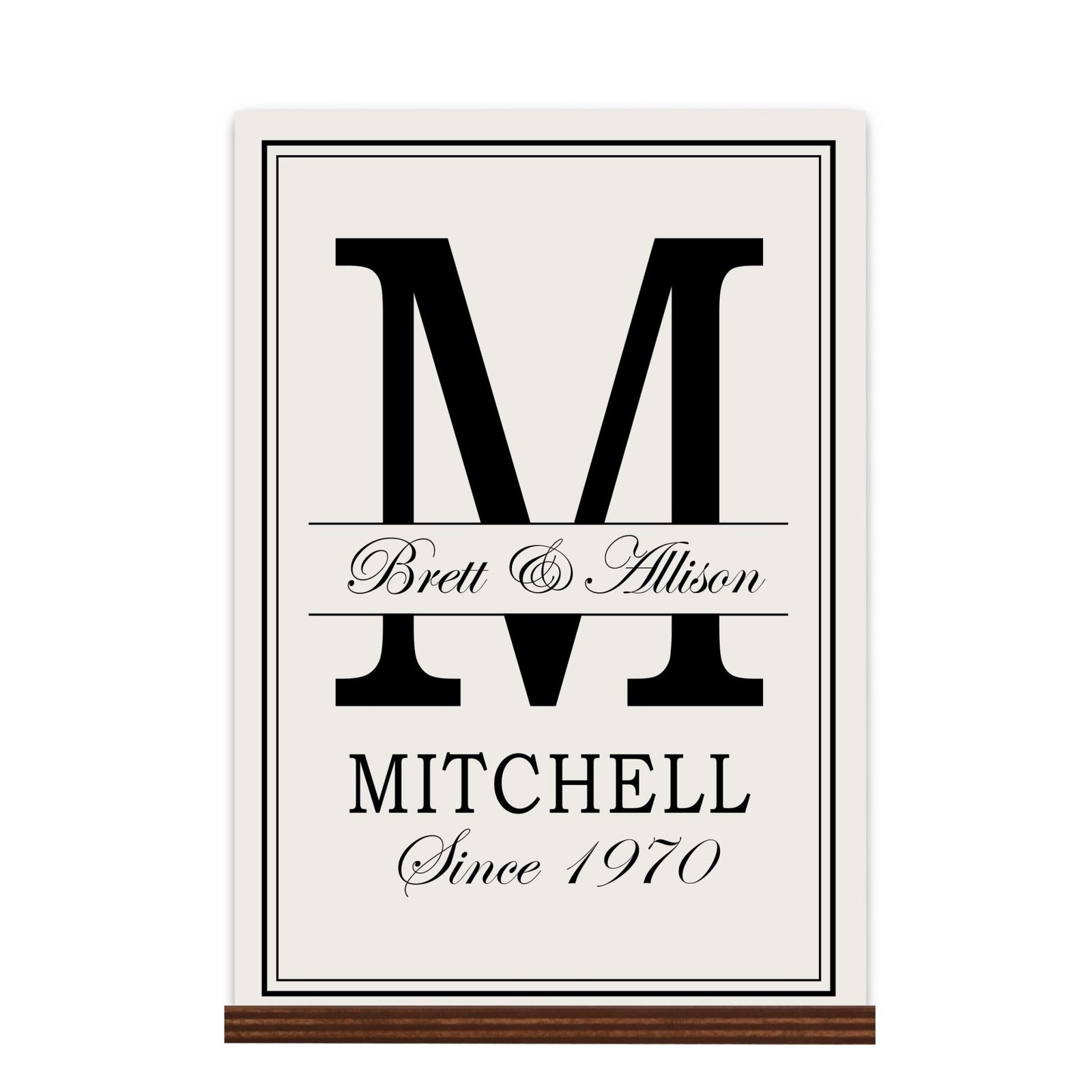 Personalized Monogram Sign with Stand 8x12 - M - LifeSong Milestones