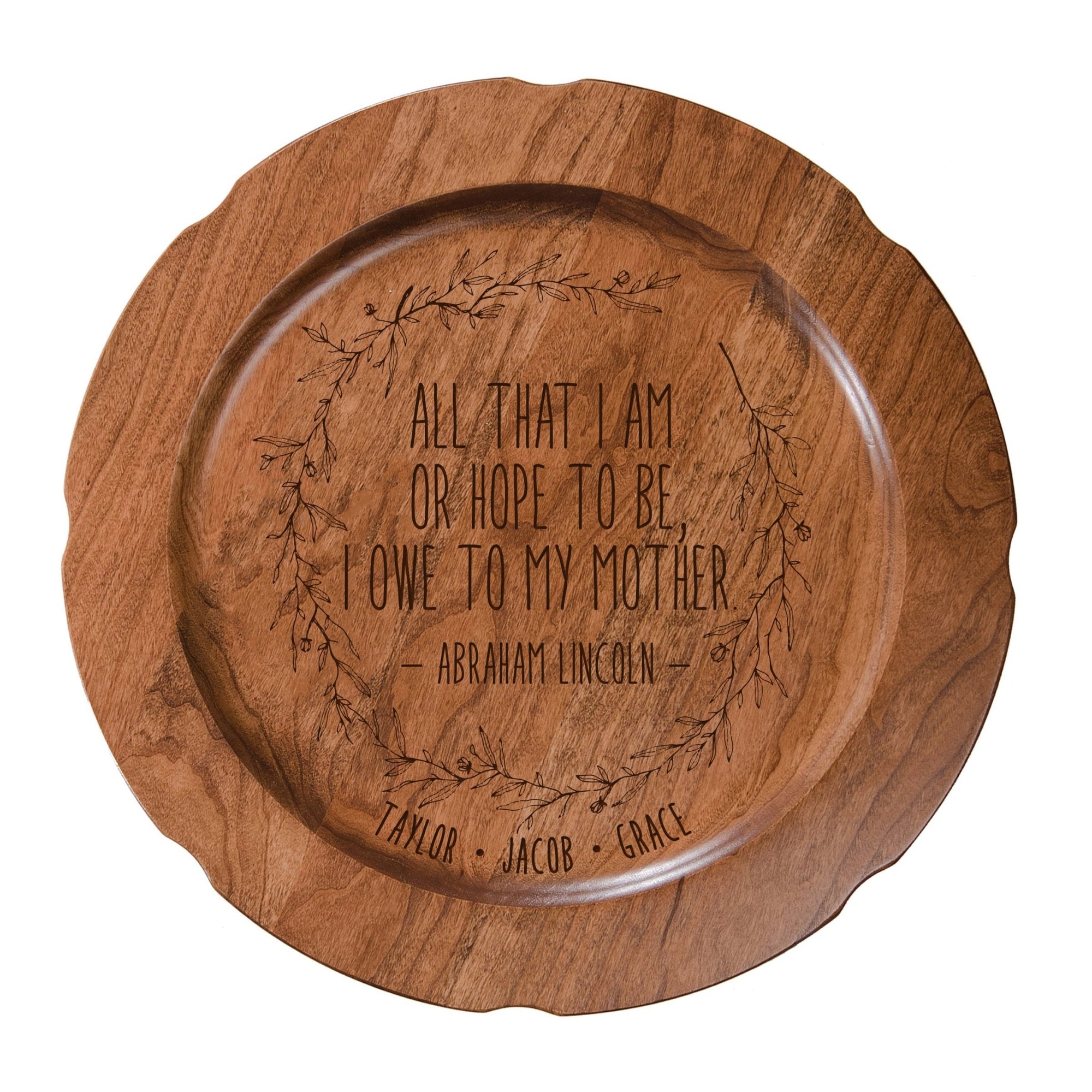 Personalized Mother's Day Cherry Wooden Plates - All That I Am - LifeSong Milestones