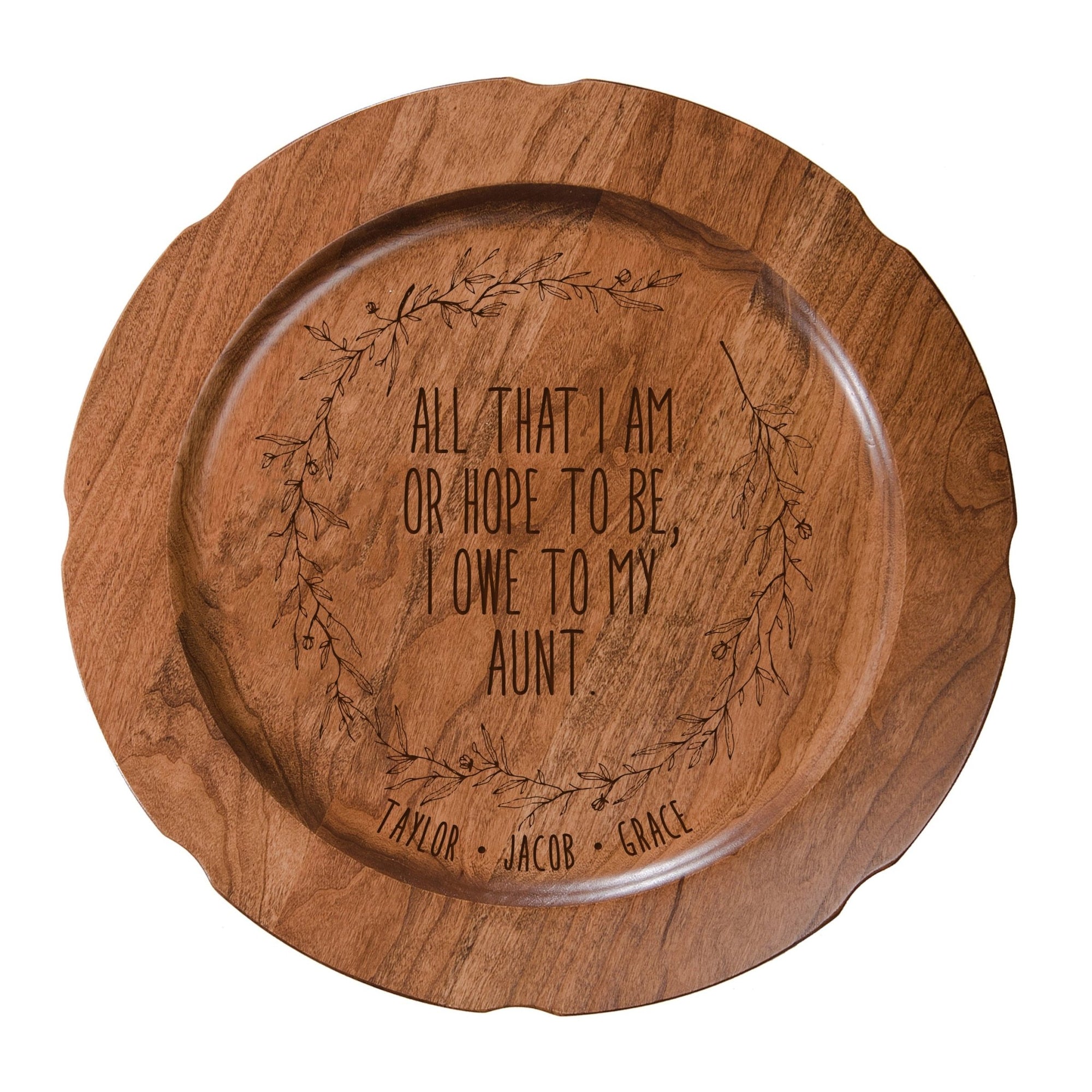 Personalized Mother's Day Cherry Wooden Plates - All That I Am - LifeSong Milestones