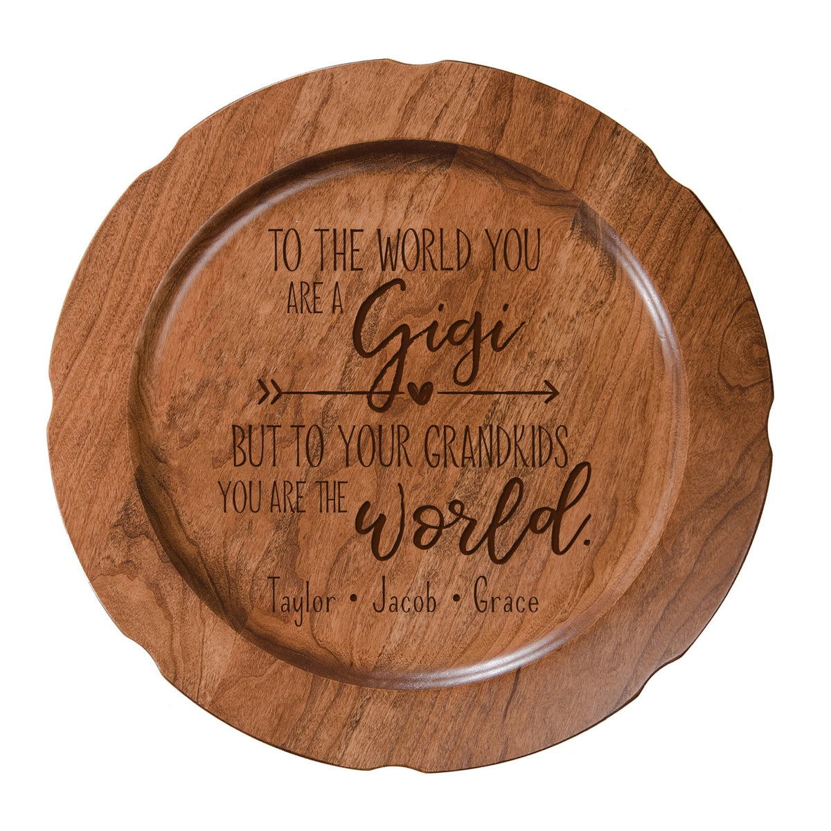 Personalized Mother&#39;s Day Cherry Wooden Plates - To The World - LifeSong Milestones