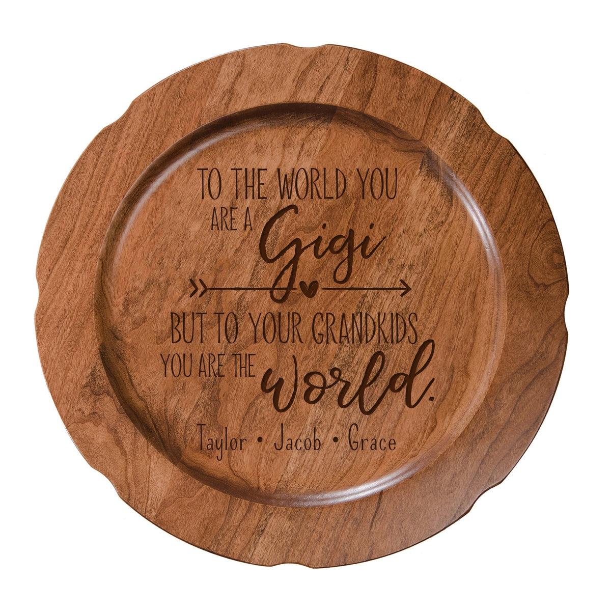 Personalized Mother's Day Cherry Wooden Plates - To The World - LifeSong Milestones