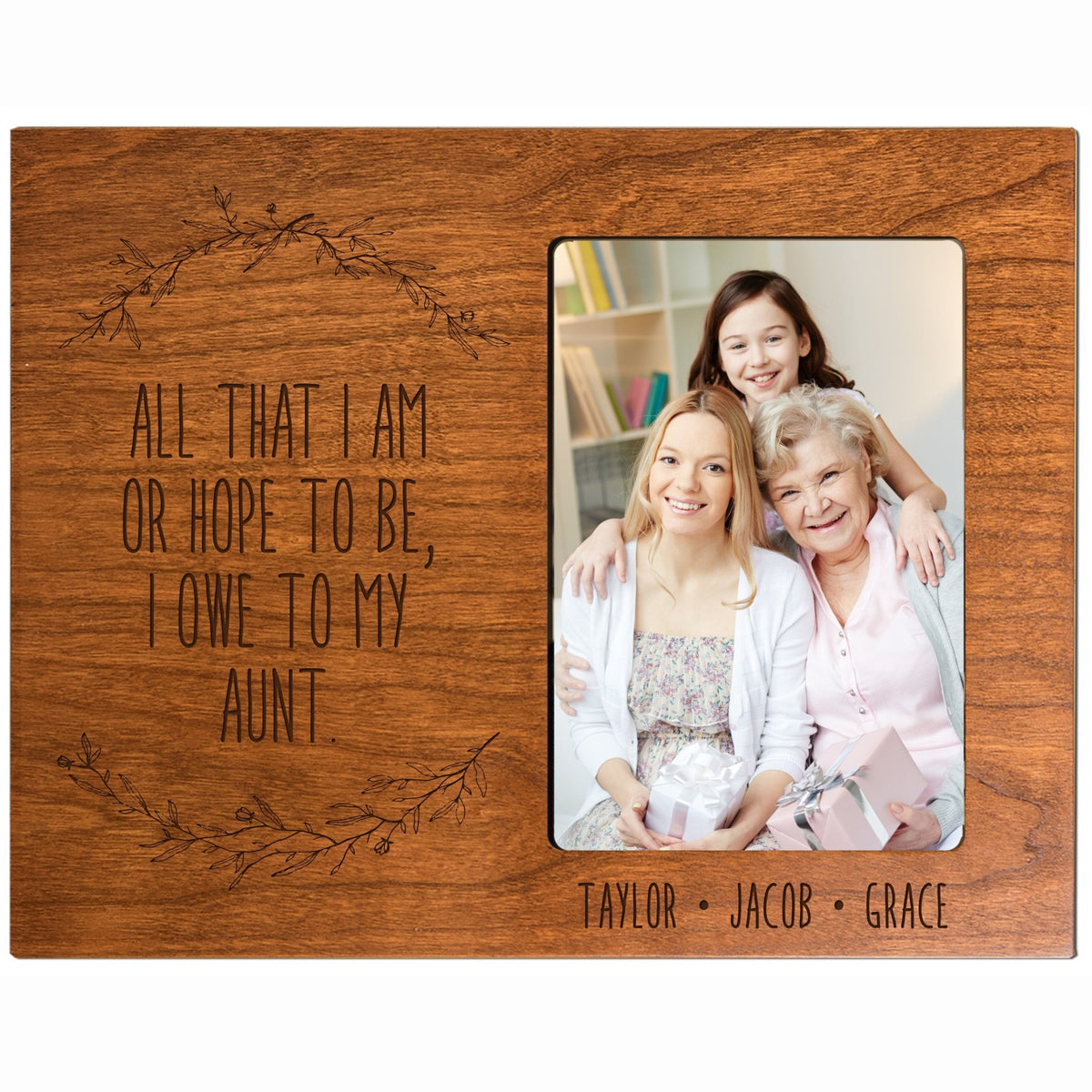 Personalized Mother’s Day Frame Holds 4” x 6” Photo All That I Am Aunt - LifeSong Milestones