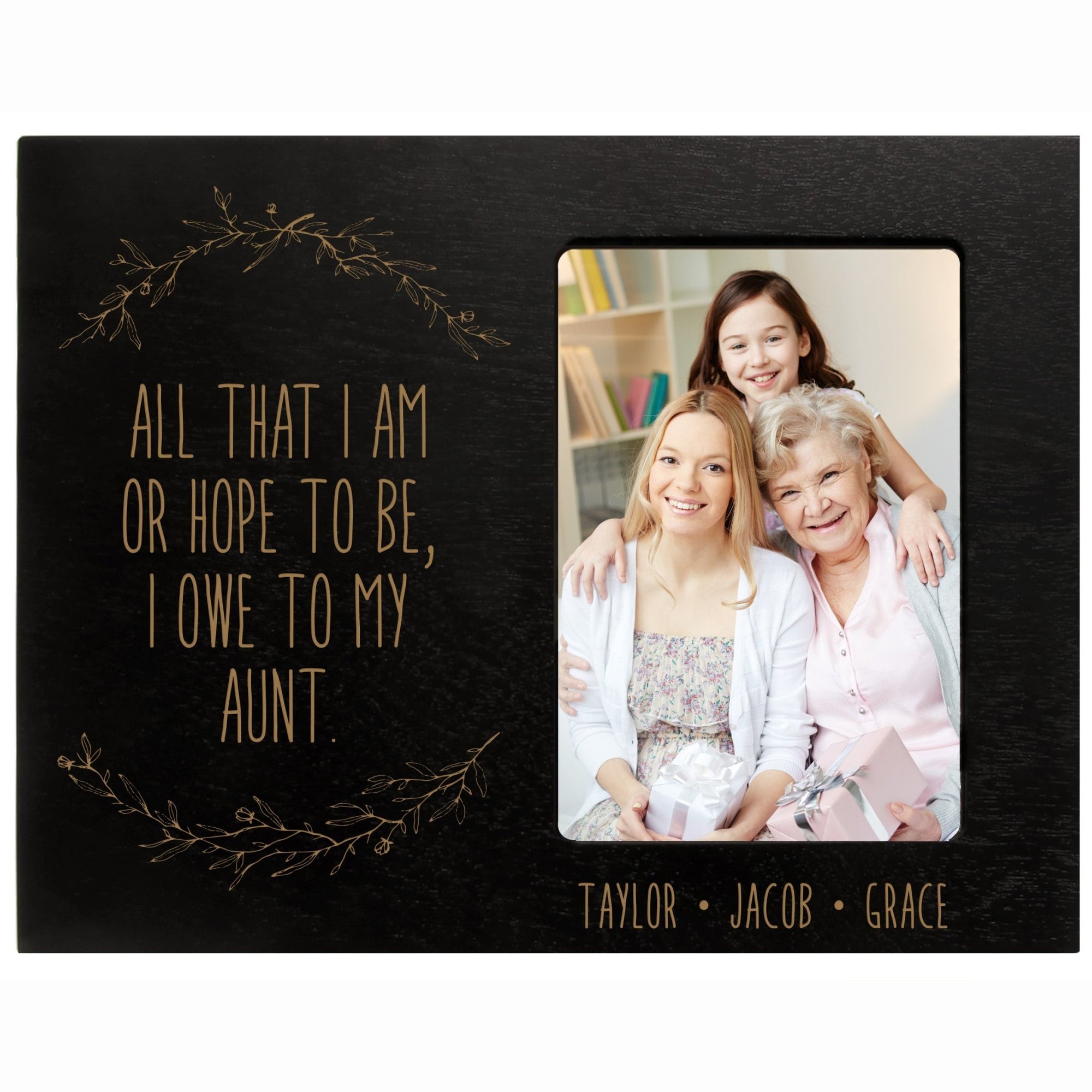 Personalized Mother’s Day Frame Holds 4” x 6” Photo All That I Am Aunt - LifeSong Milestones