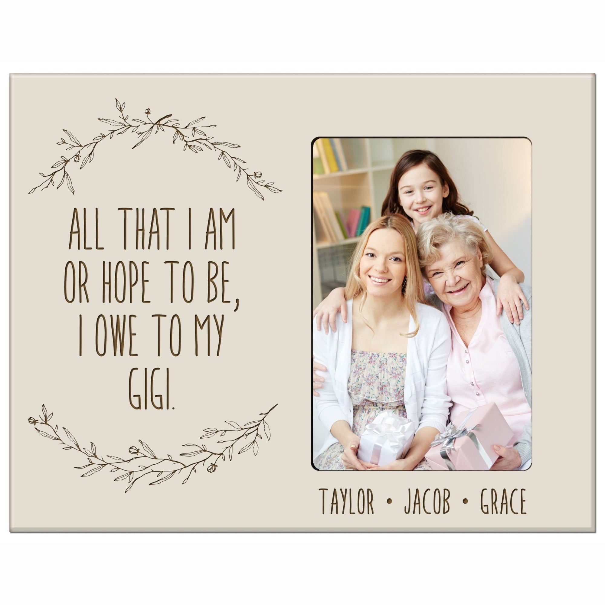 Personalized Mother’s Day Frame Holds 4” x 6” Photo All That I Am Gigi - LifeSong Milestones