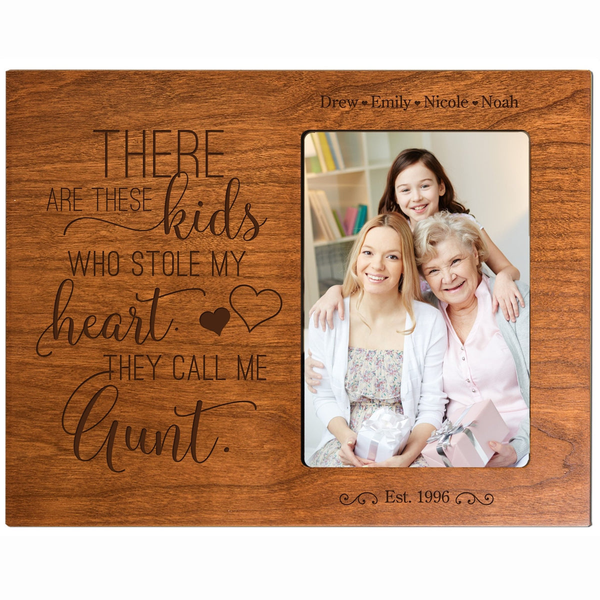 Personalized Mother’s Day Frame Holds 4” x 6” Photo These Kids Aunt - LifeSong Milestones