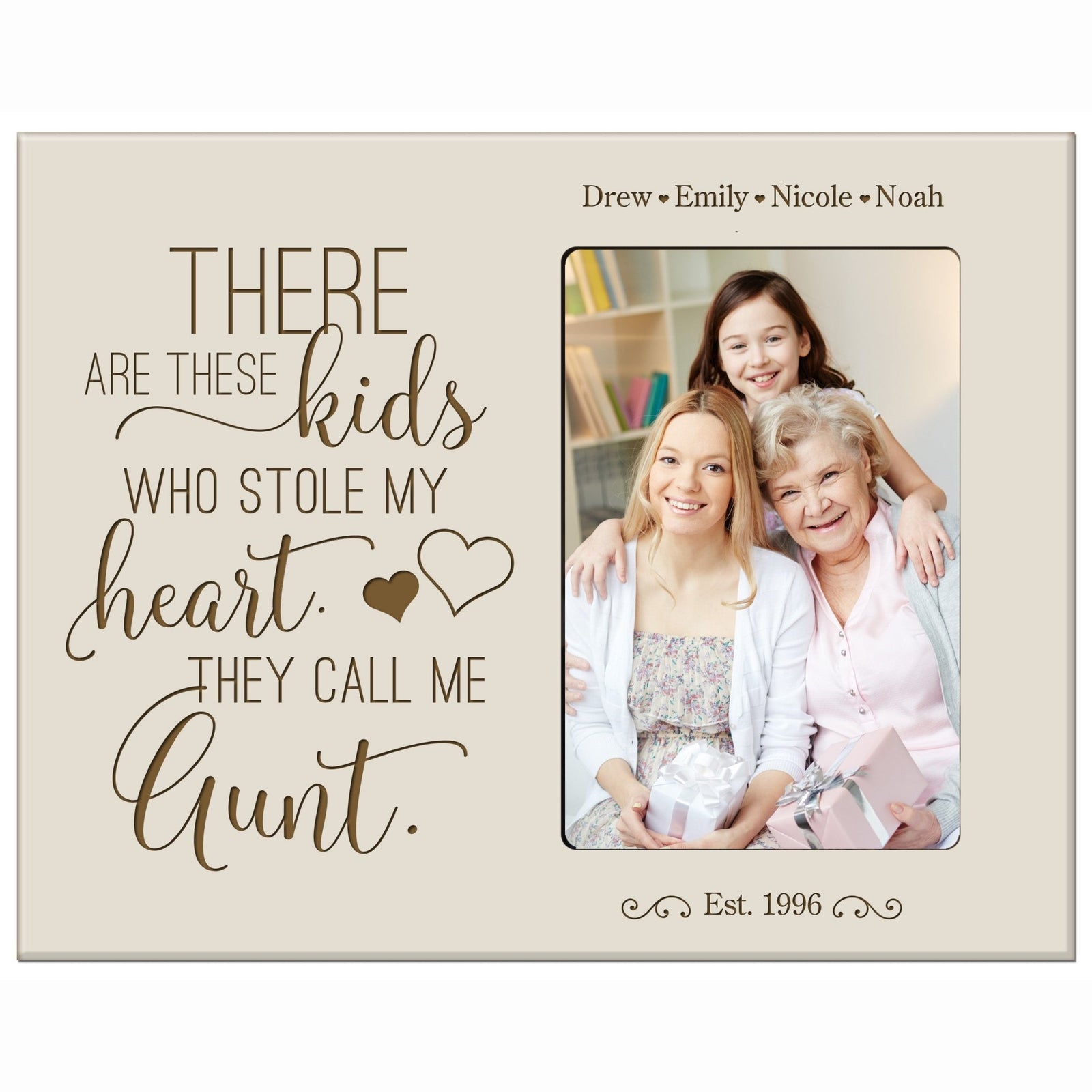 Personalized Mother’s Day Frame Holds 4” x 6” Photo These Kids Aunt - LifeSong Milestones