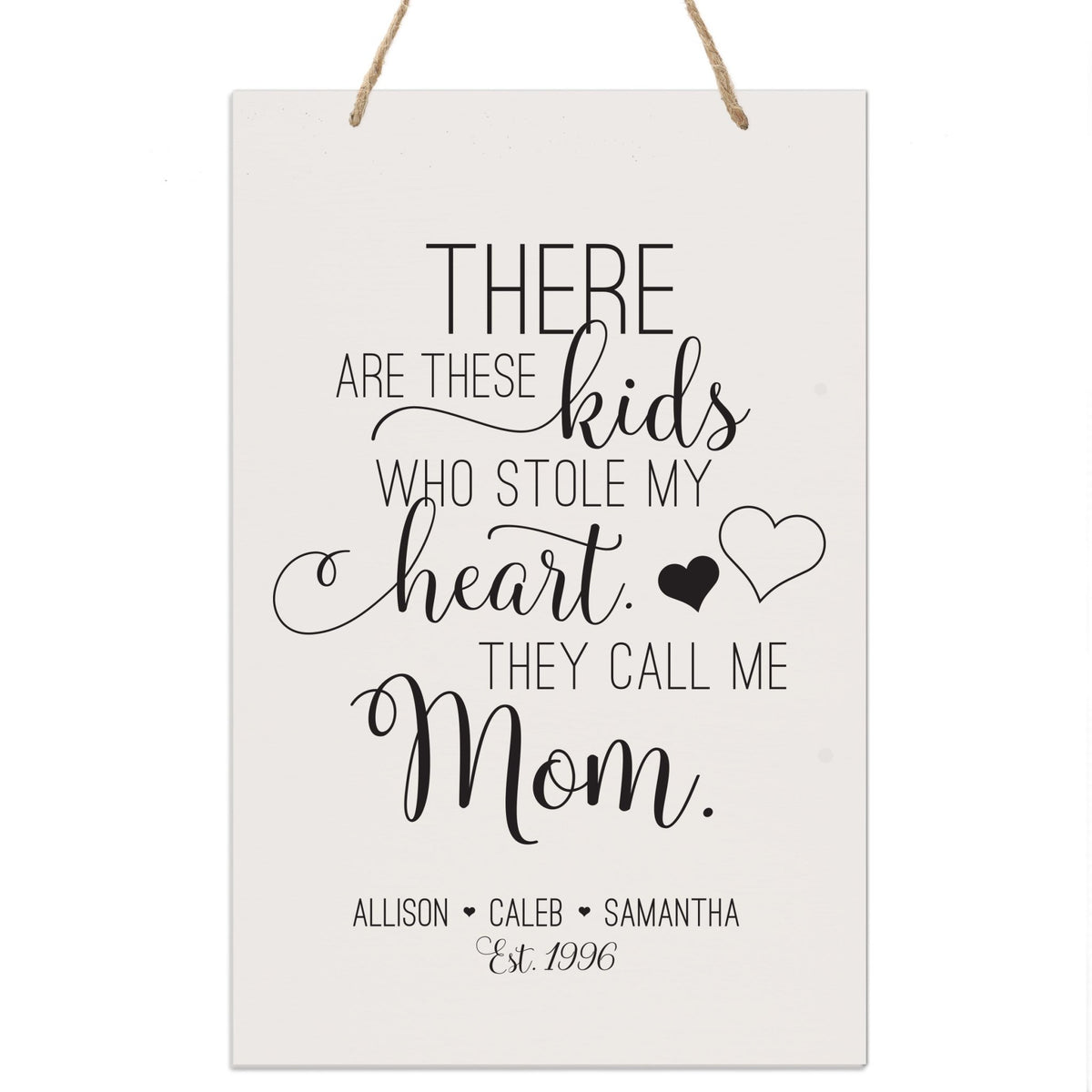 Personalized Mothers Day Gift Wall Hanging Sign - These Kids 8x12 - LifeSong Milestones
