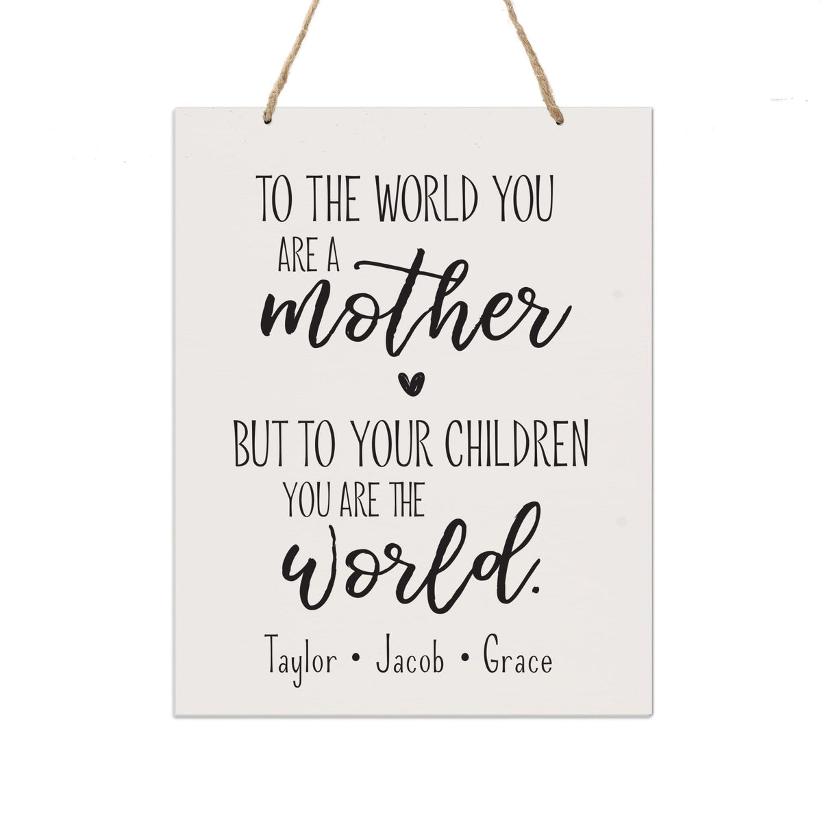 Personalized Mothers Day Gift Wall Hanging Sign - To The World 12x15 - LifeSong Milestones