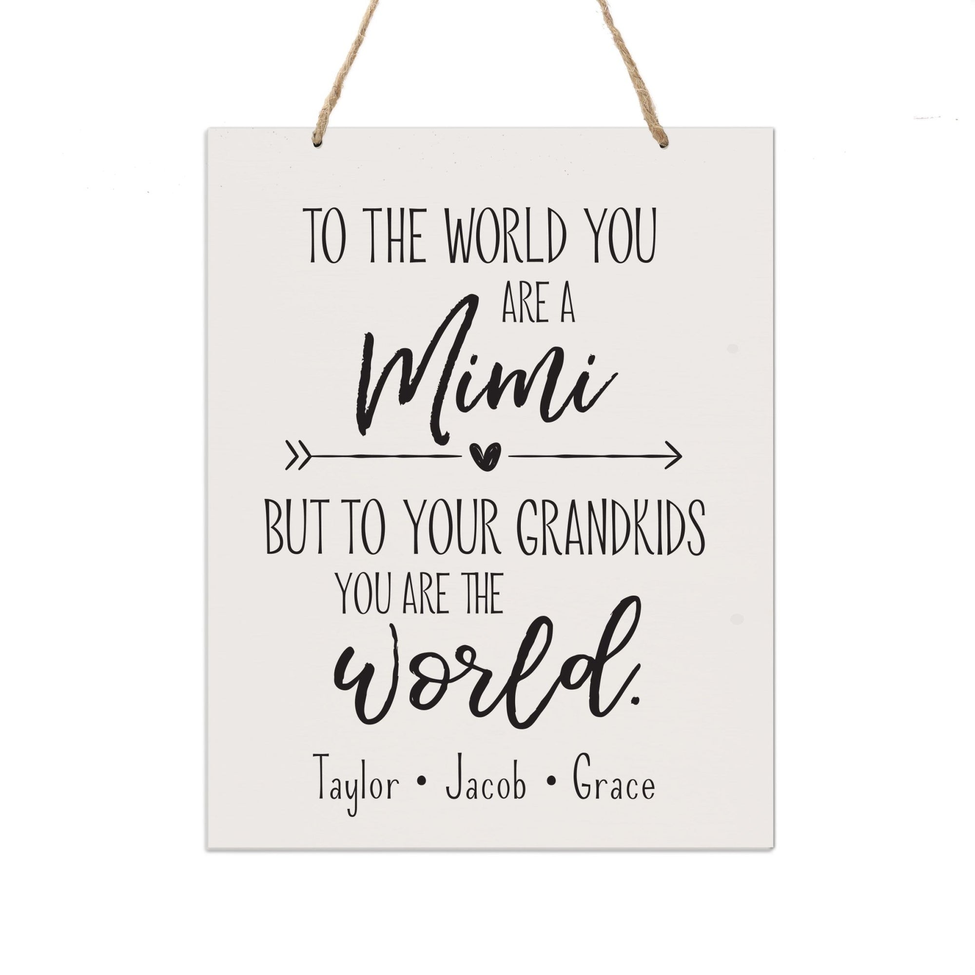 Personalized Mothers Day Gift Wall Hanging Sign - To The World 12x15 - LifeSong Milestones