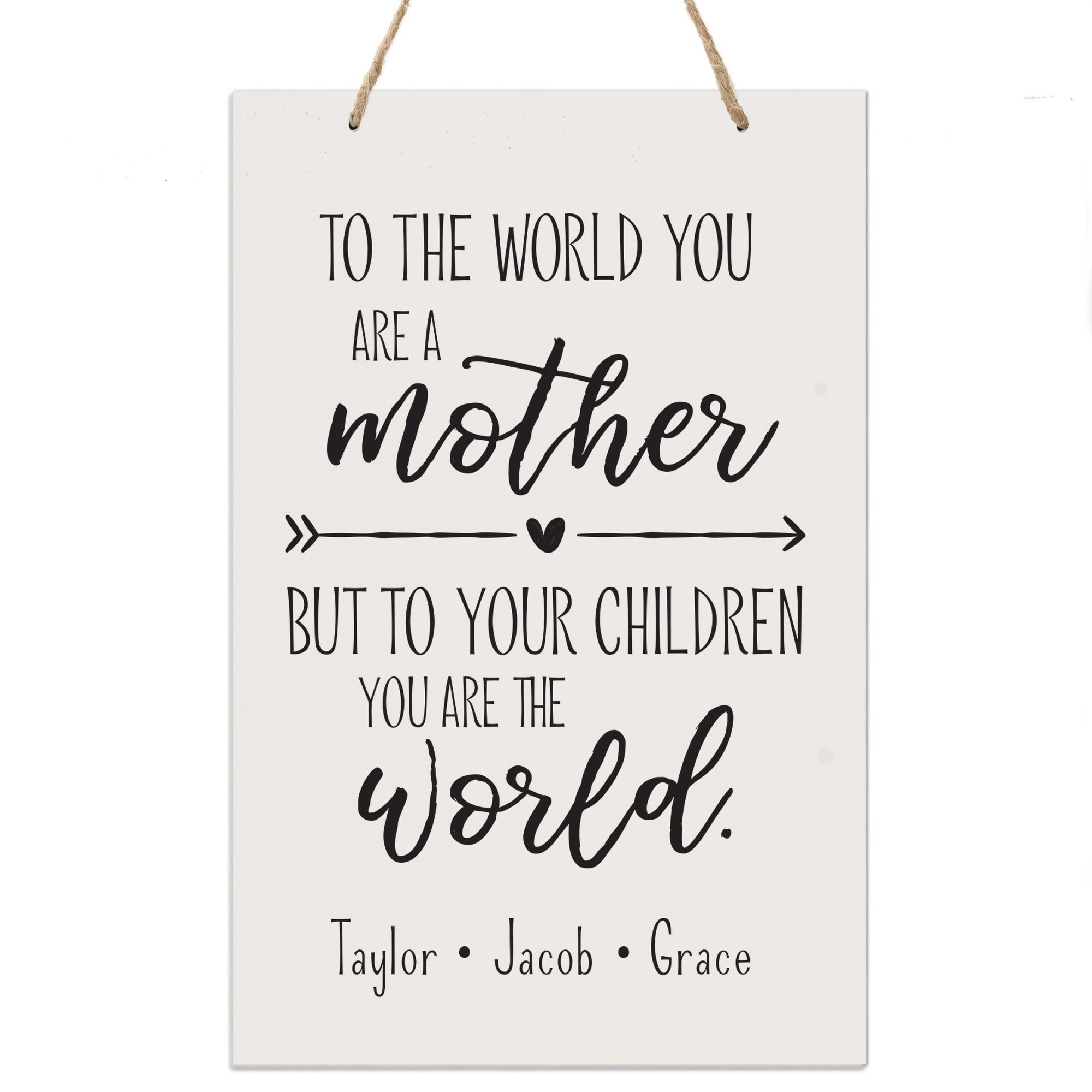 Personalized Mothers Day Gift Wall Hanging Sign - To The World 8x12 - LifeSong Milestones