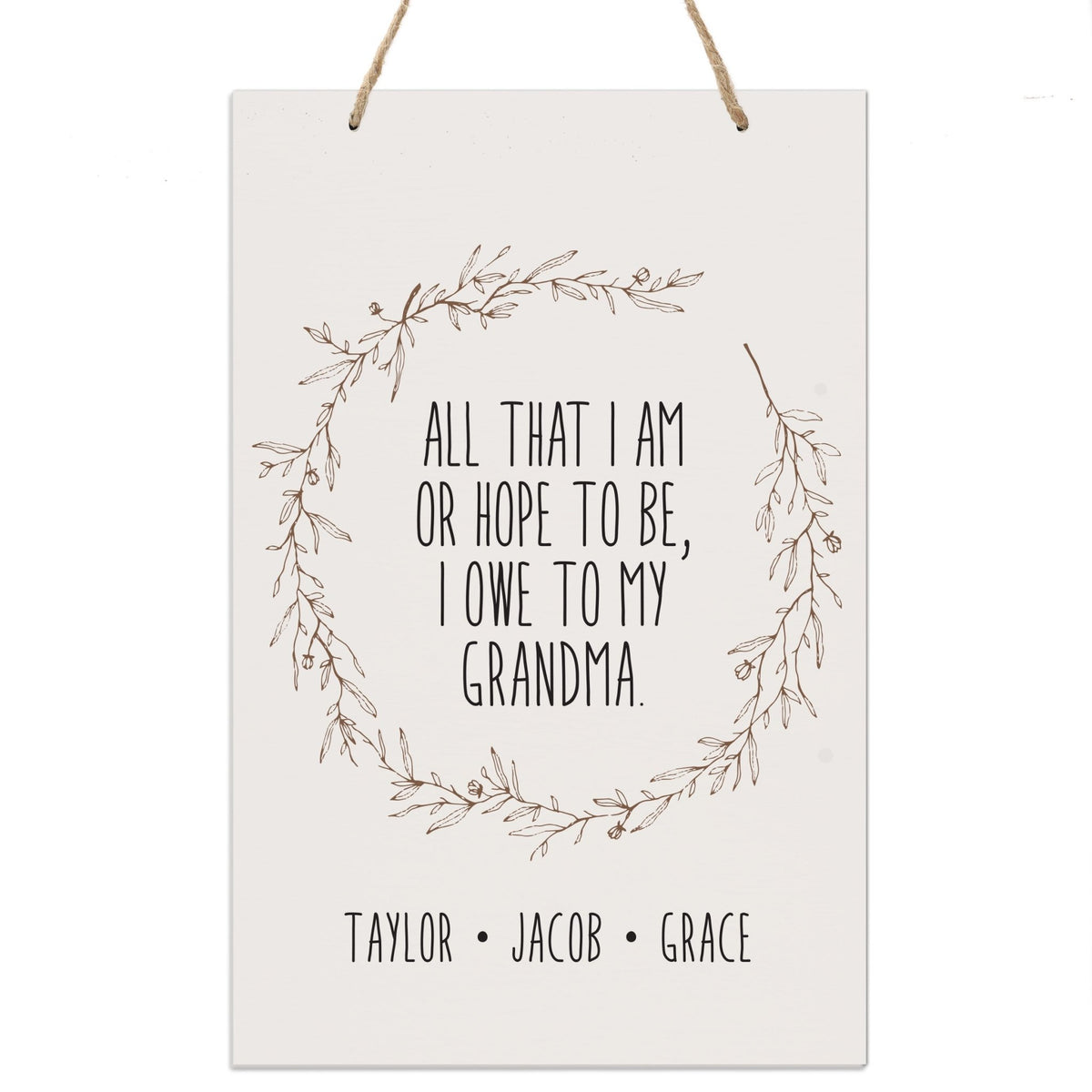 Personalized Mothers Day Hanging Rope Sign - All That I Am 8x12 - LifeSong Milestones