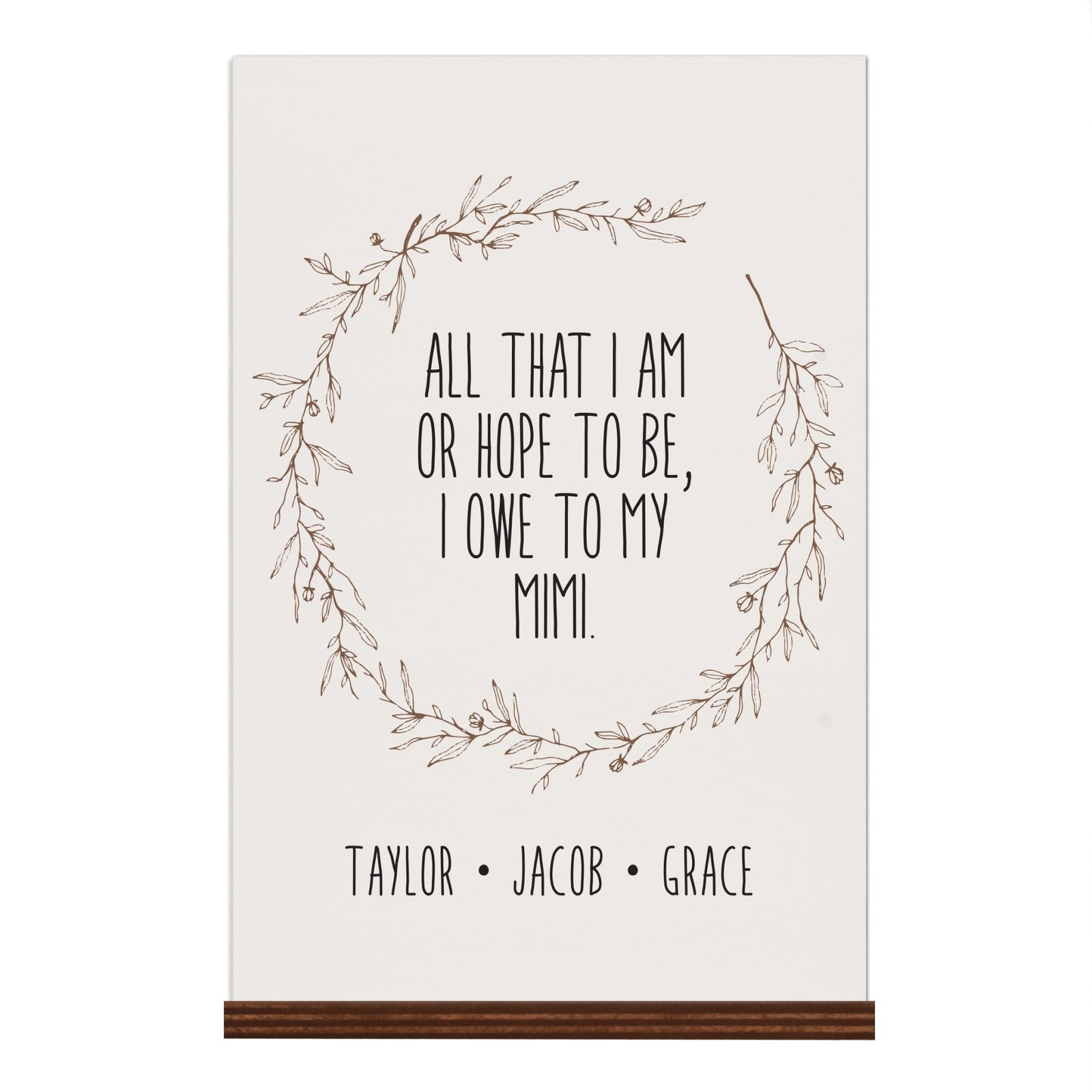 Personalized Mothers Day Sign With Base - All That I Am 8x12 - LifeSong Milestones