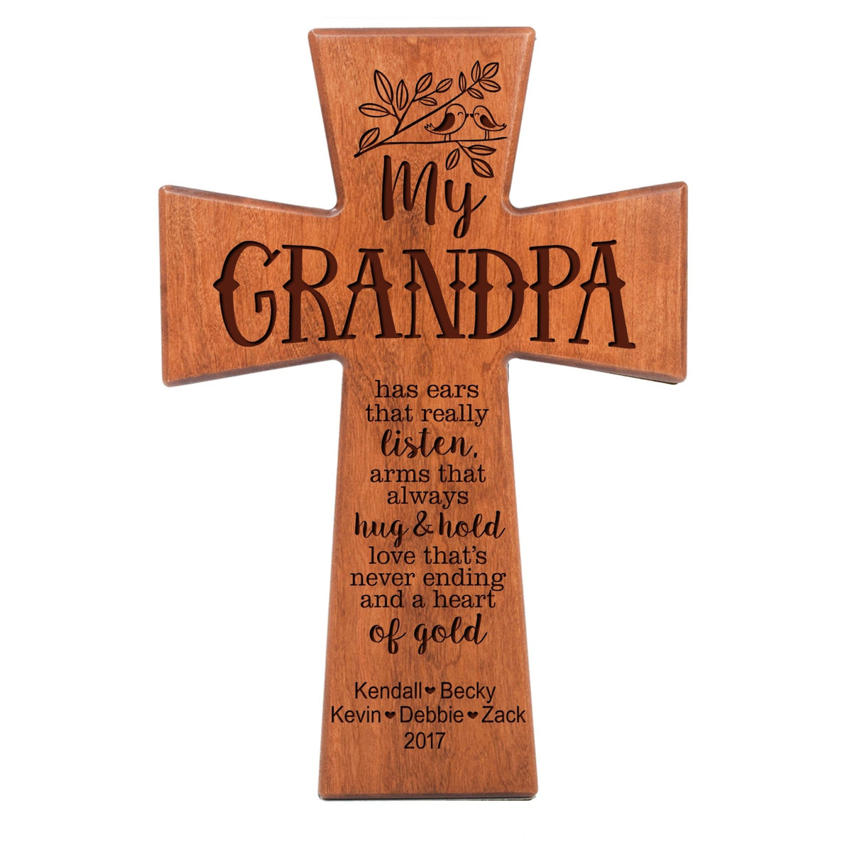 Personalized My Grandma Family Wall Cross - Cherry Wood 12 x 17 - LifeSong Milestones