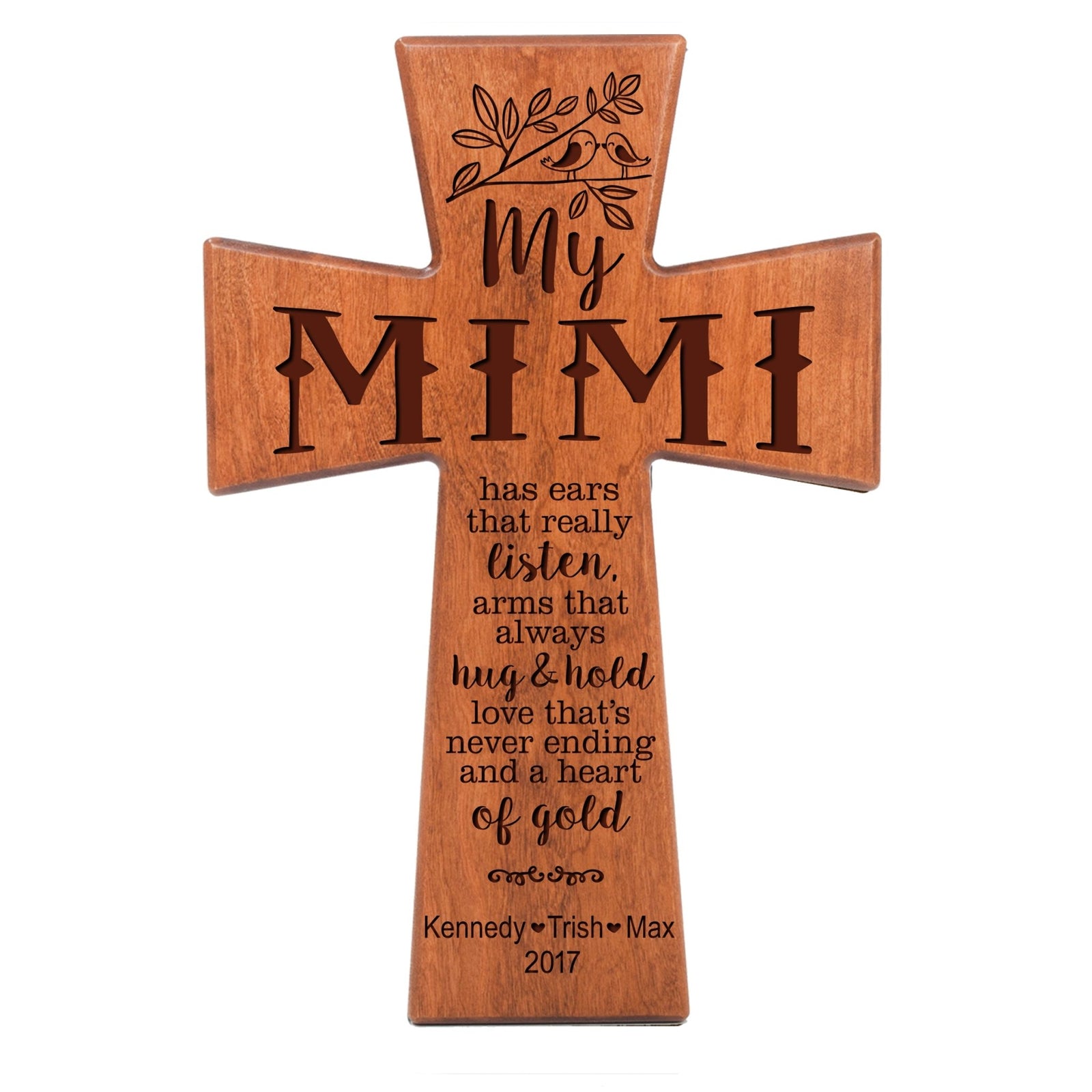 Personalized My Mimi Family Wall Cross Cherry Wood 12x17 - LifeSong Milestones