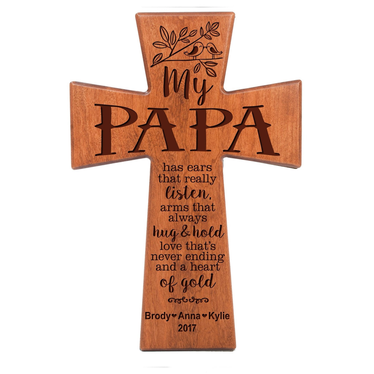 Personalized My Papa Family Wall Cross Cherry Wood 12 x 17 - LifeSong Milestones