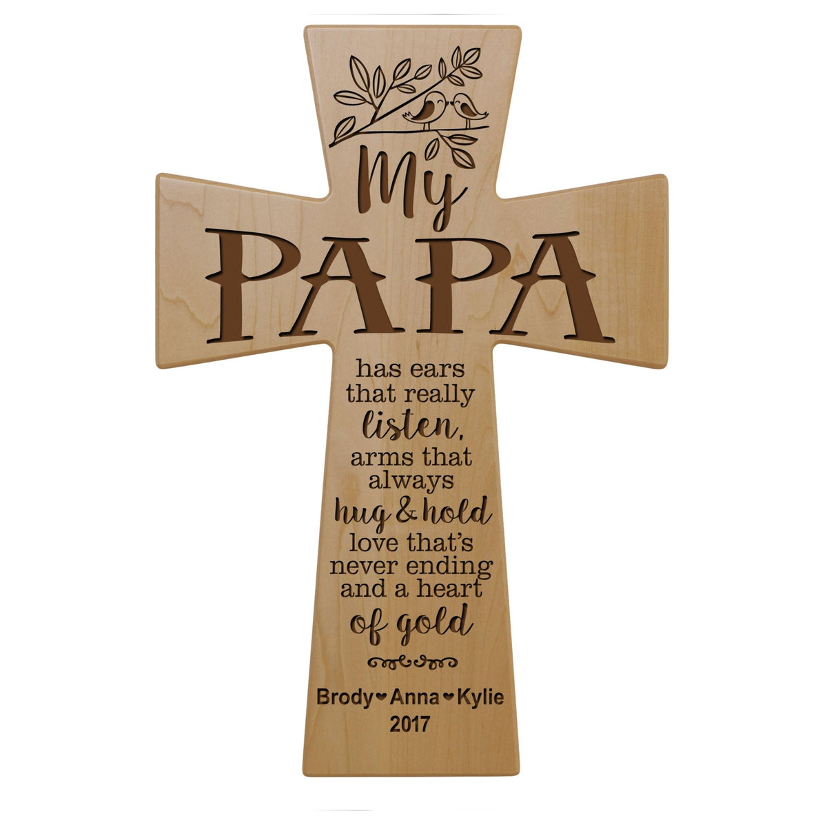 Personalized My Papa Family Wall Cross Cherry Wood 12 x 17 - LifeSong Milestones