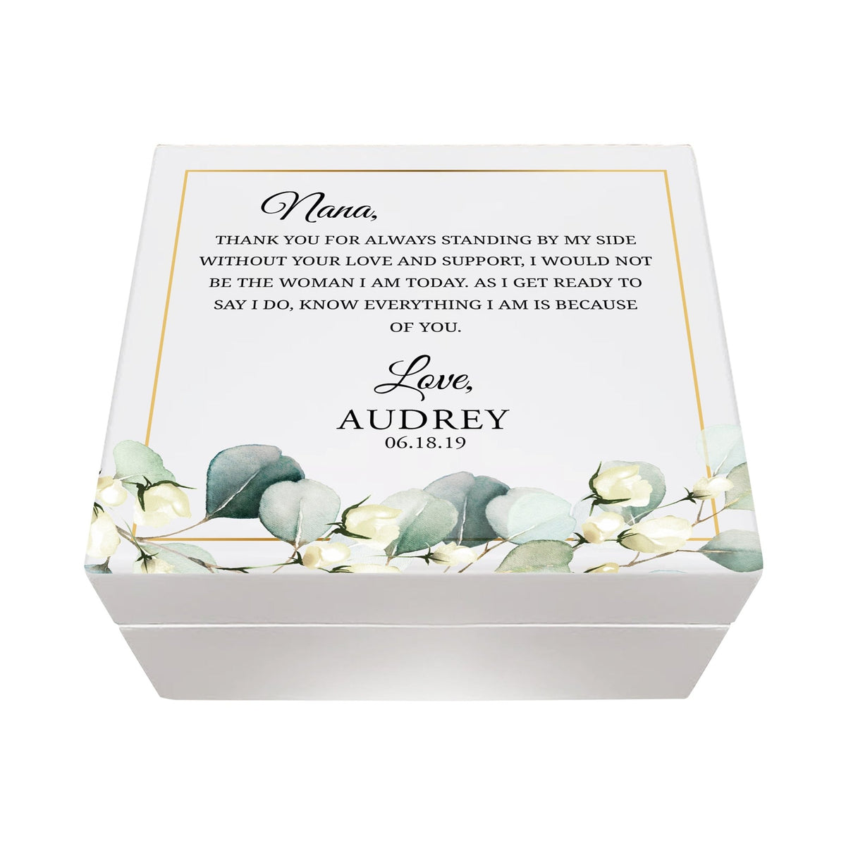Personalized Nana’s White Keepsake Box 6x5.5 with Inspirational verse - Thank You - LifeSong Milestones