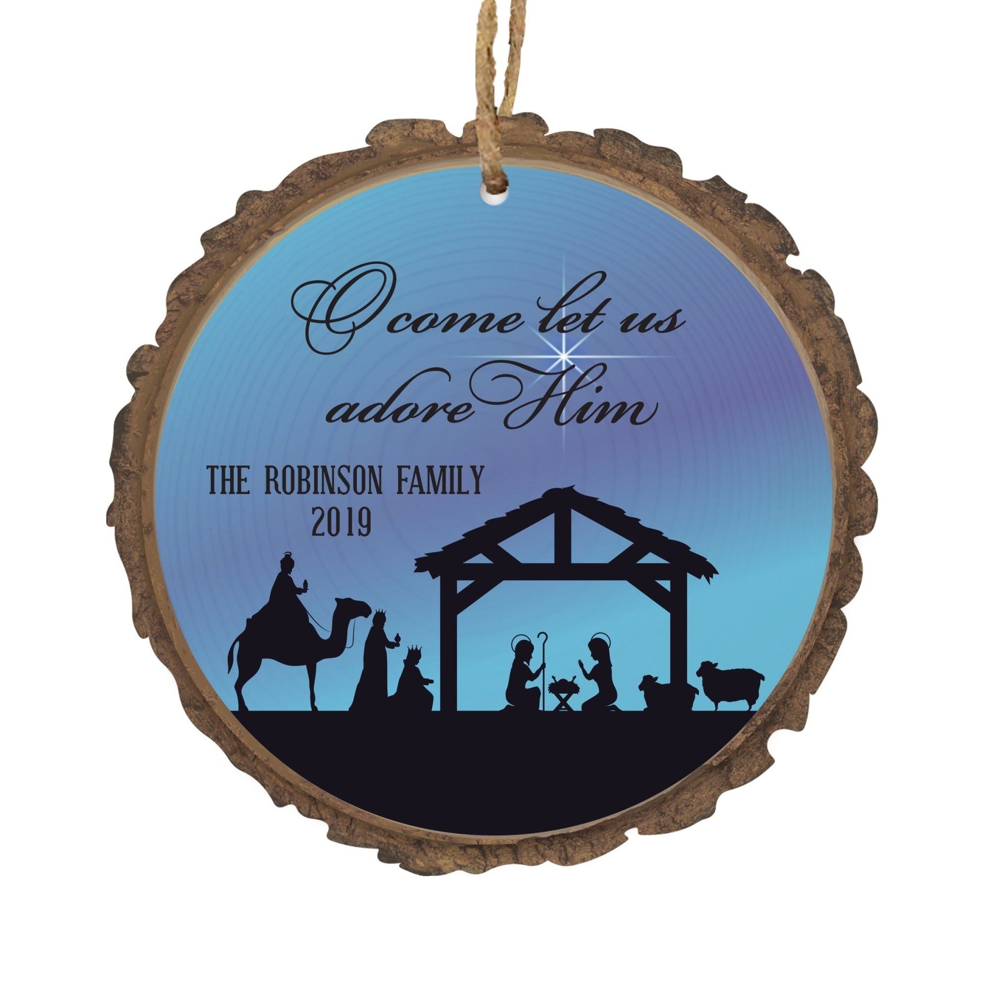Personalized Nativity Barky Christmas Ornament - O Come Let Us - LifeSong Milestones