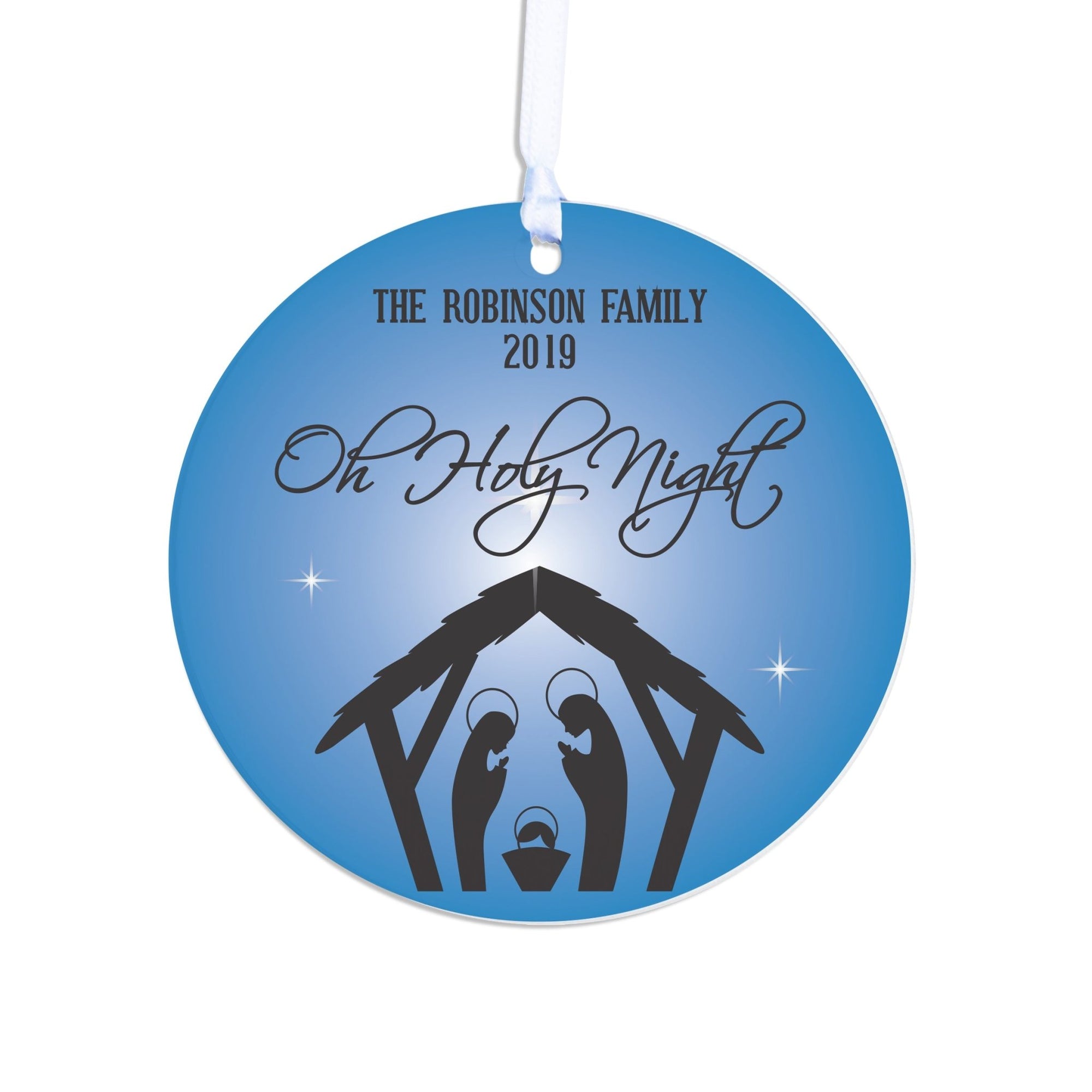 Personalized Nativity Round Christmas Ornament - Oh Holy Night - LifeSong Milestones