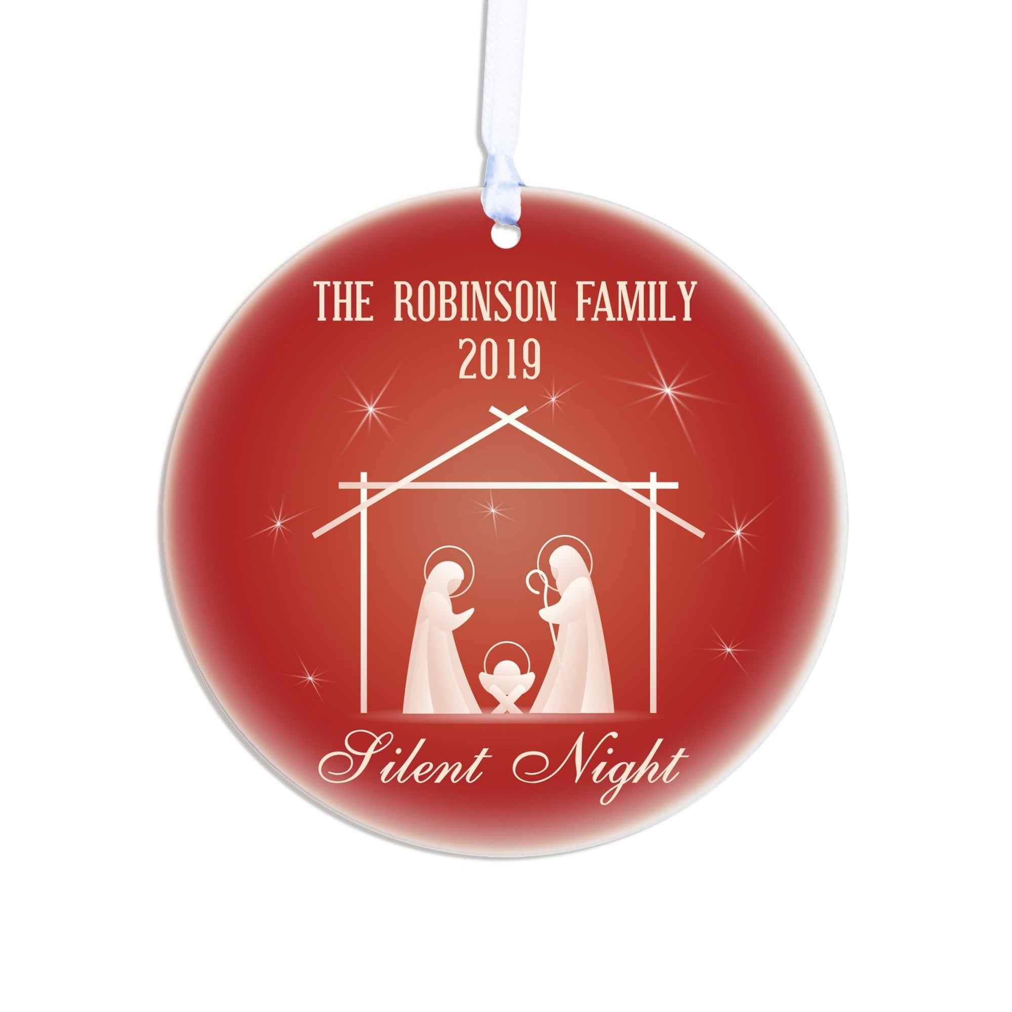 Personalized Nativity Round Christmas Ornament - Silent Night - LifeSong Milestones