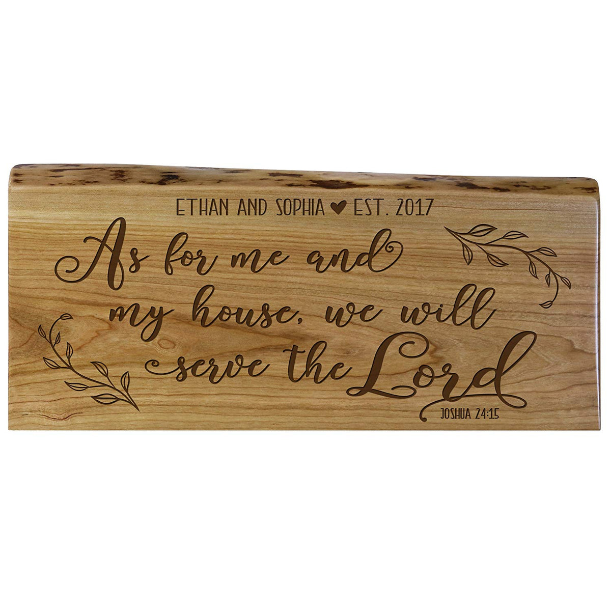 Personalized Natural Cherry Wood Inspirational Sign with Names & Year - LifeSong Milestones