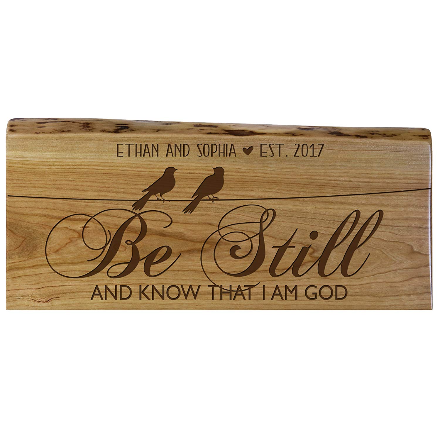 Personalized Natural Cherry Wood Inspirational Sign with Names & Year - LifeSong Milestones